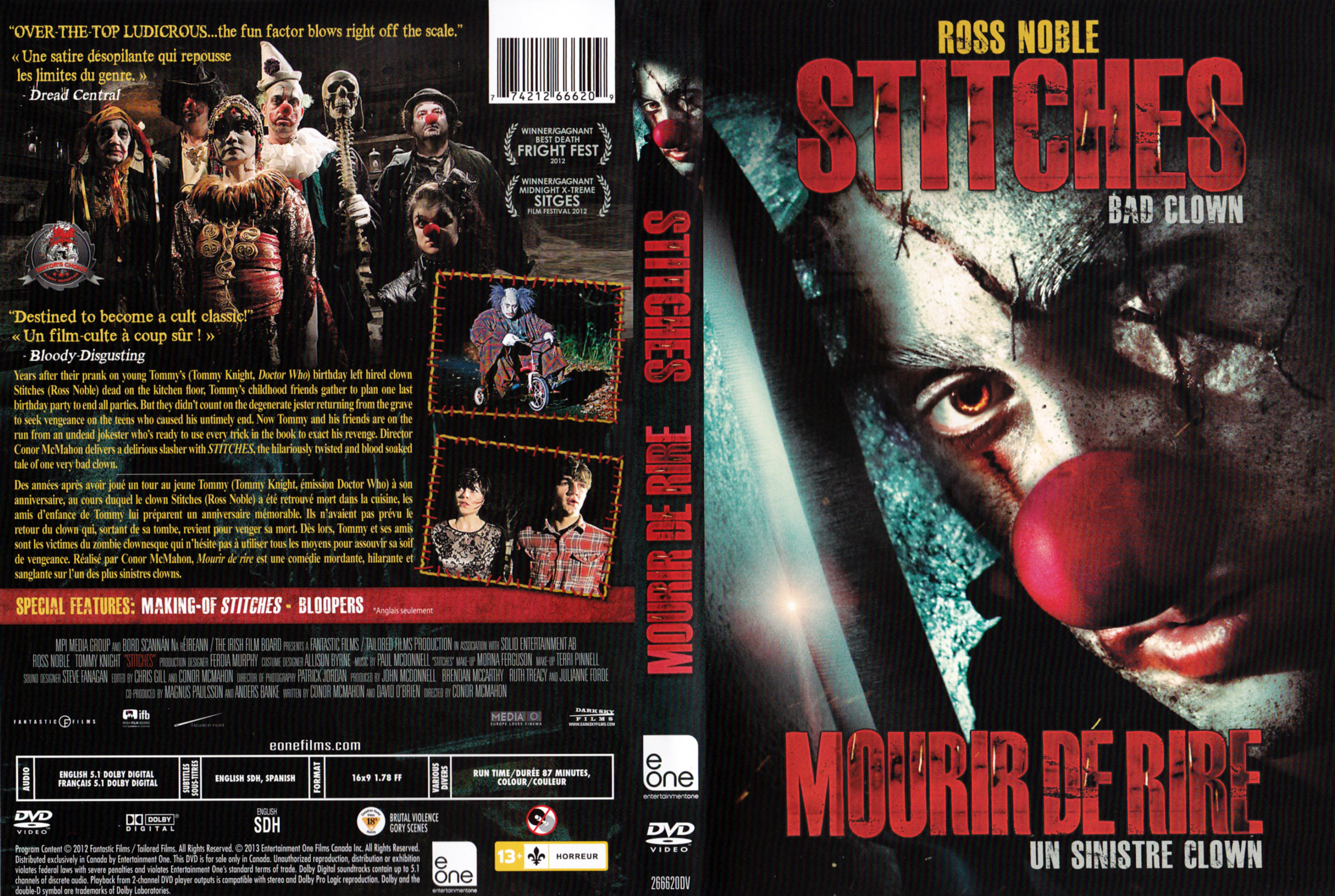 Jaquette DVD Mourir de rire - Stitches (Canadienne)