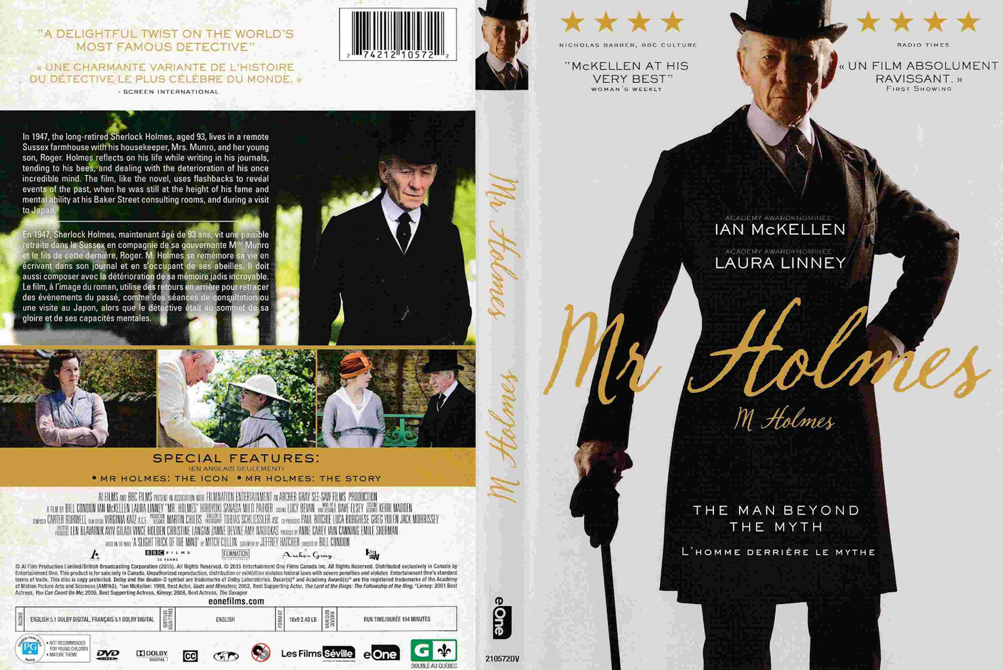 Jaquette DVD Mr Holmes (Canadienne)