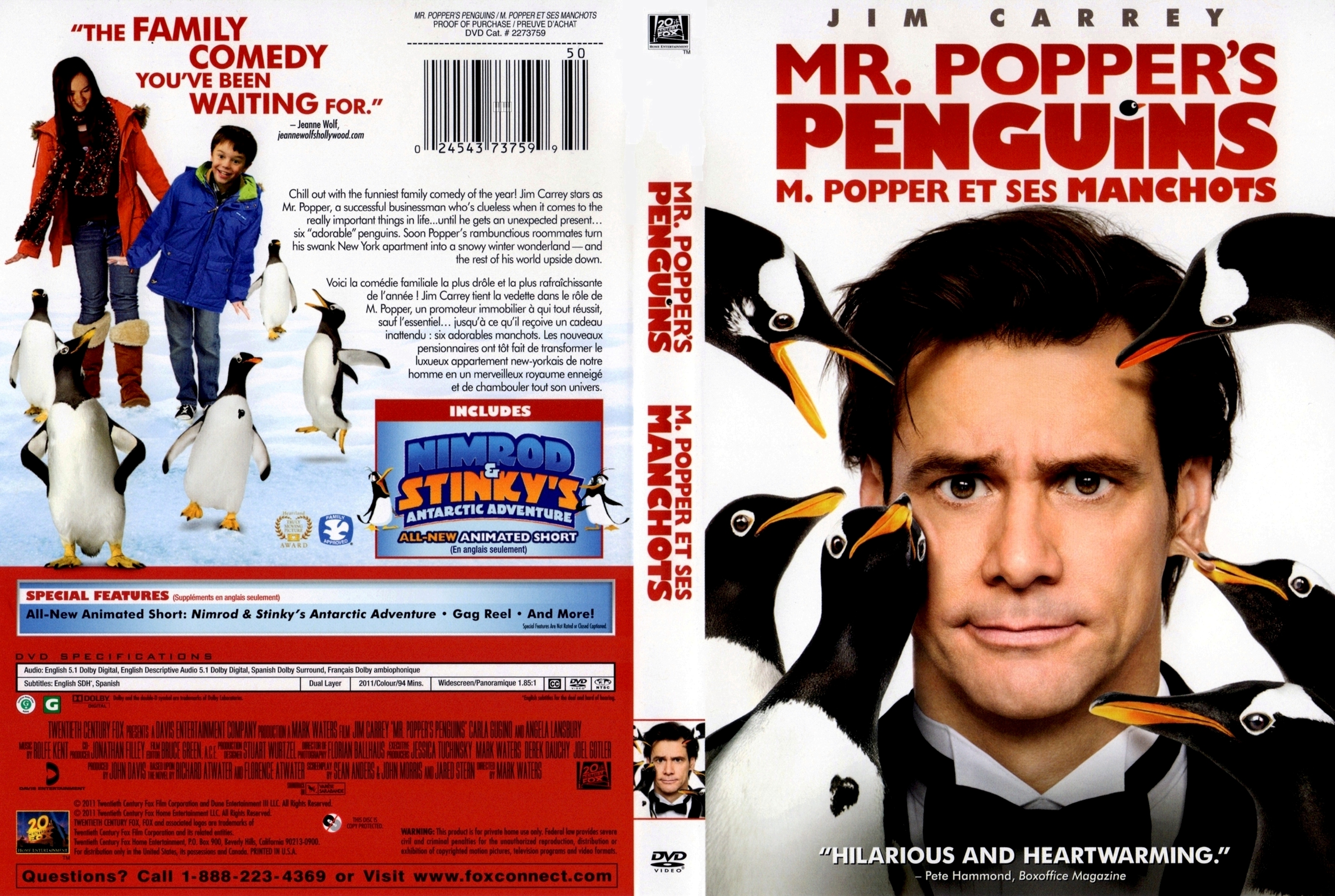 Jaquette DVD Mr Popper et ses manchots - Mr Popper