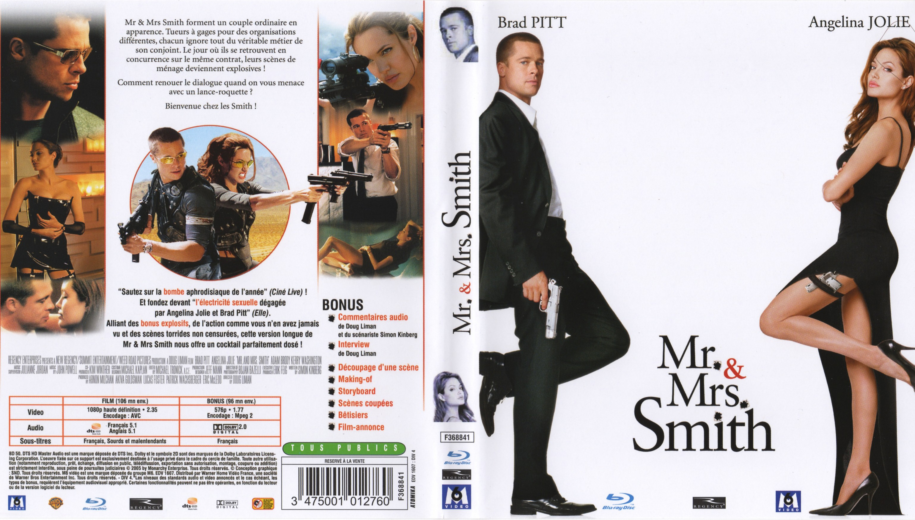 Jaquette DVD Mr et Mrs Smith (BLU-RAY)