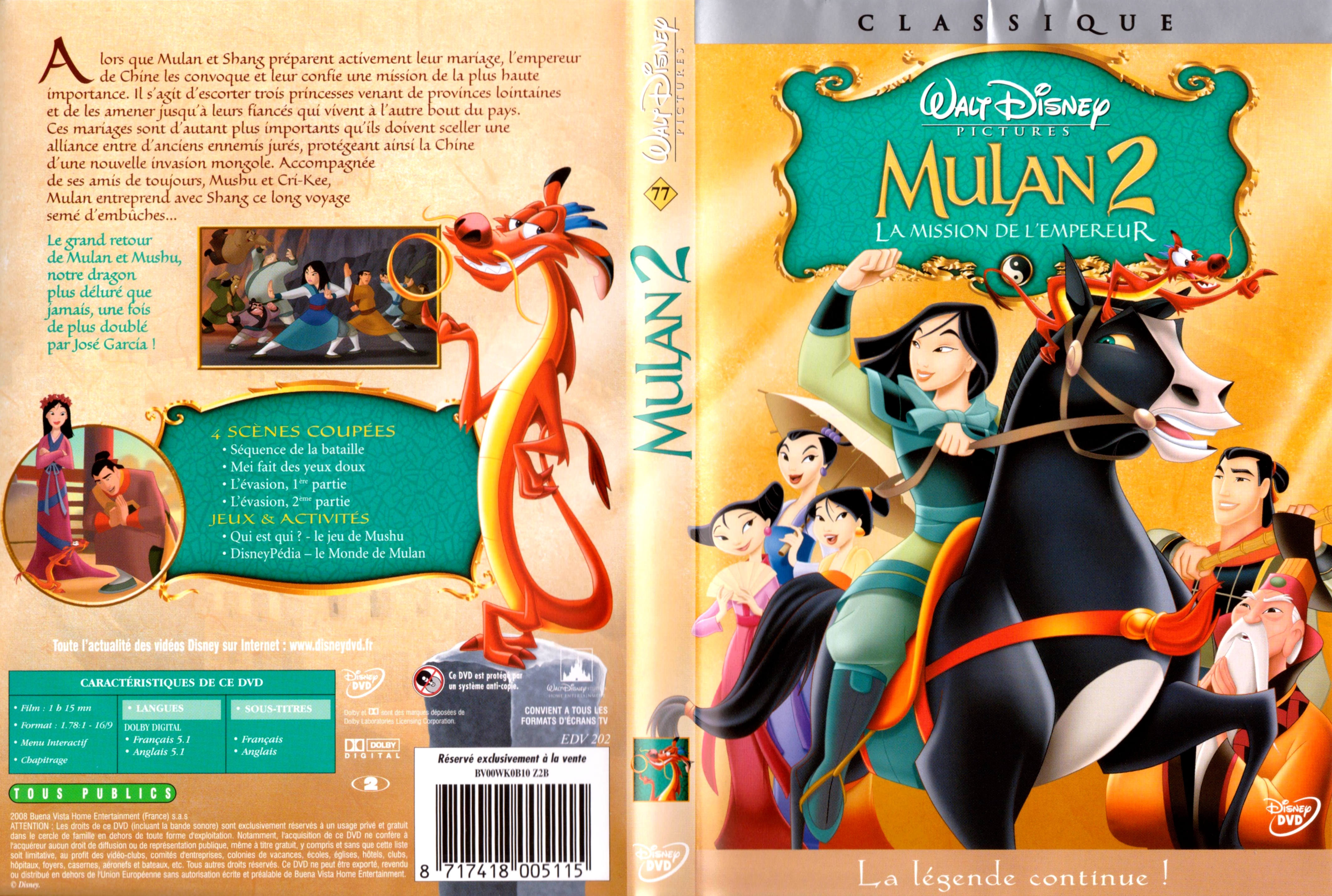 Jaquette DVD Mulan 2 v2