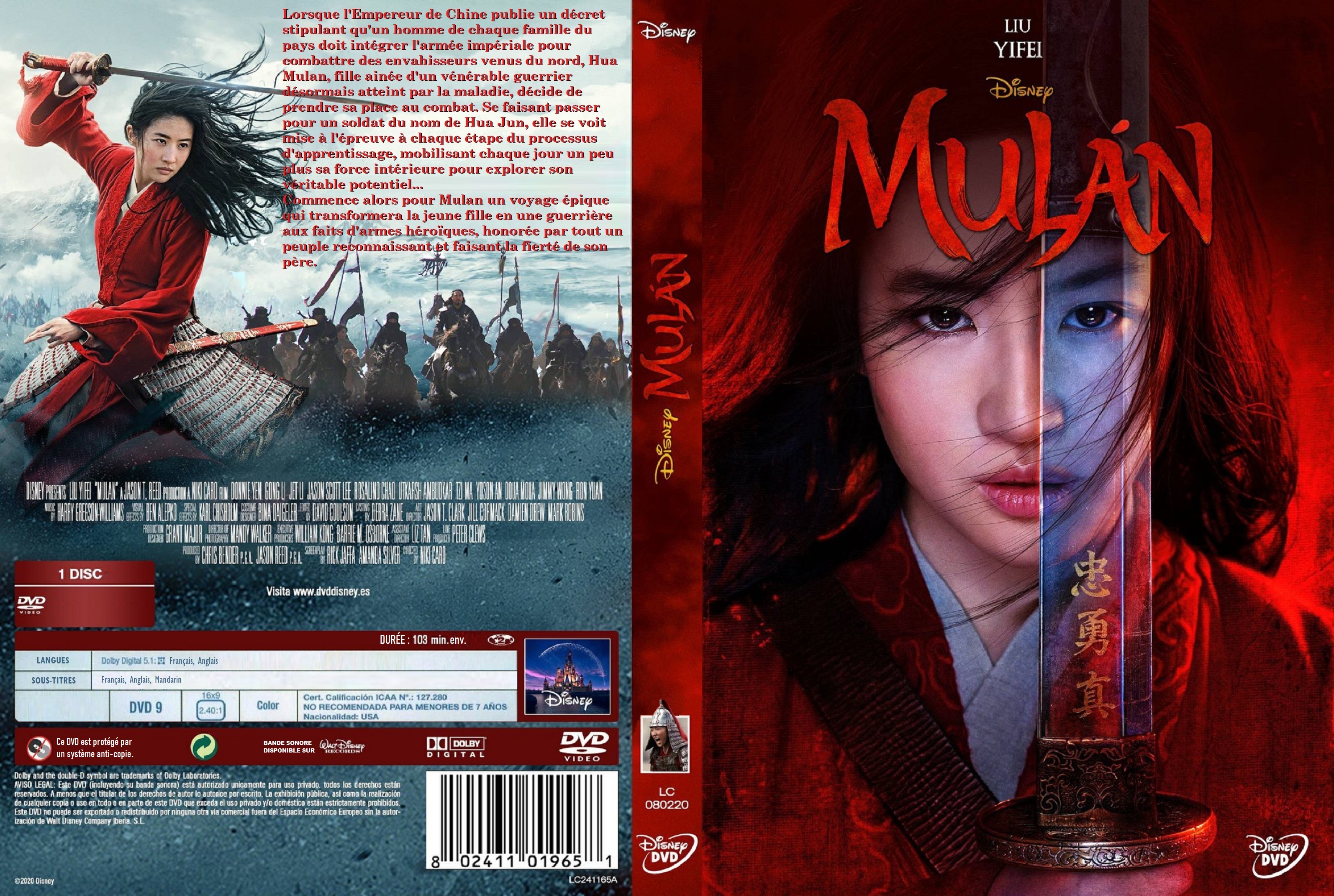 Jaquette DVD Mulan (2020) custom