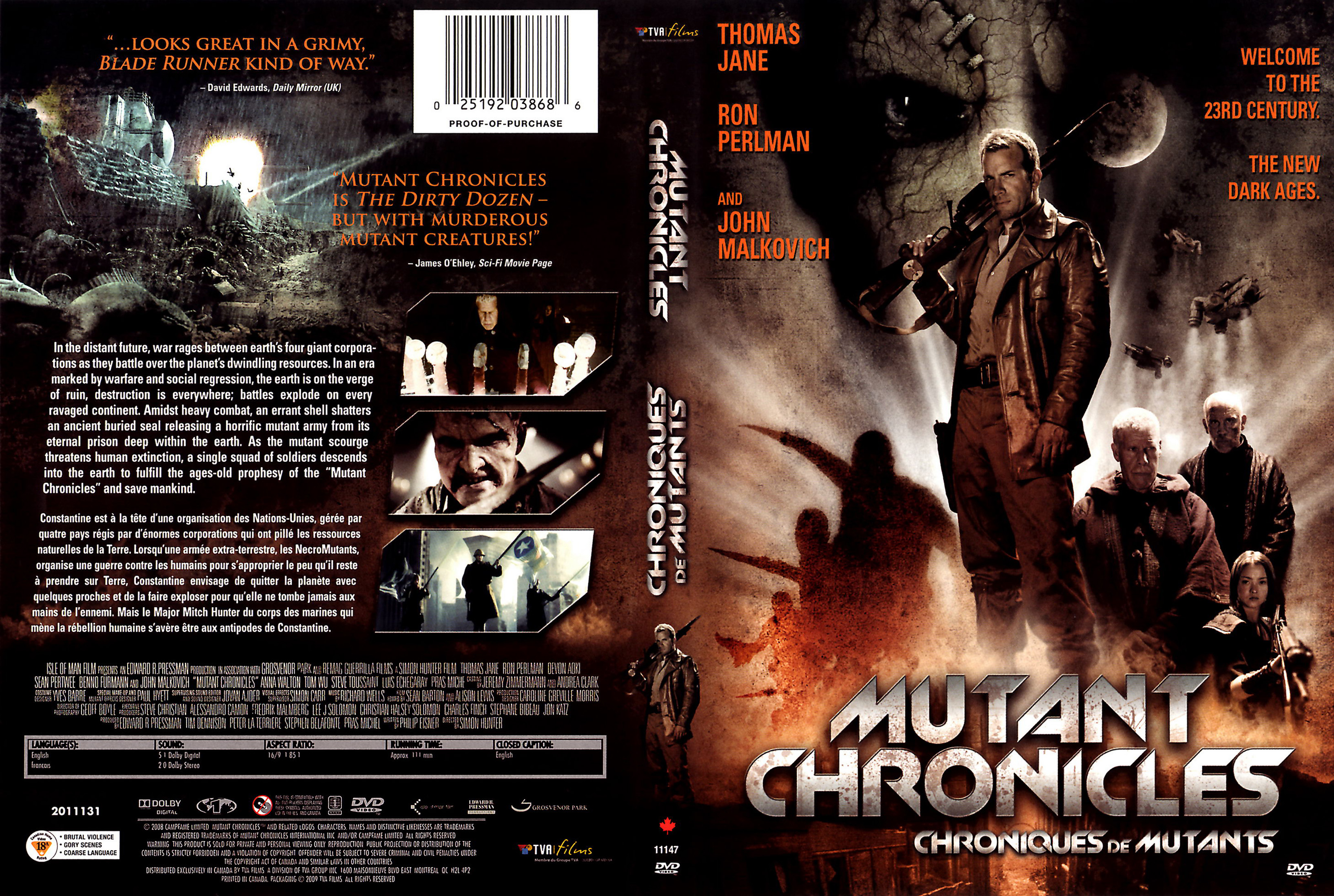 Jaquette DVD Mutant chronicles - Chroniques de mutants (Canadienne)