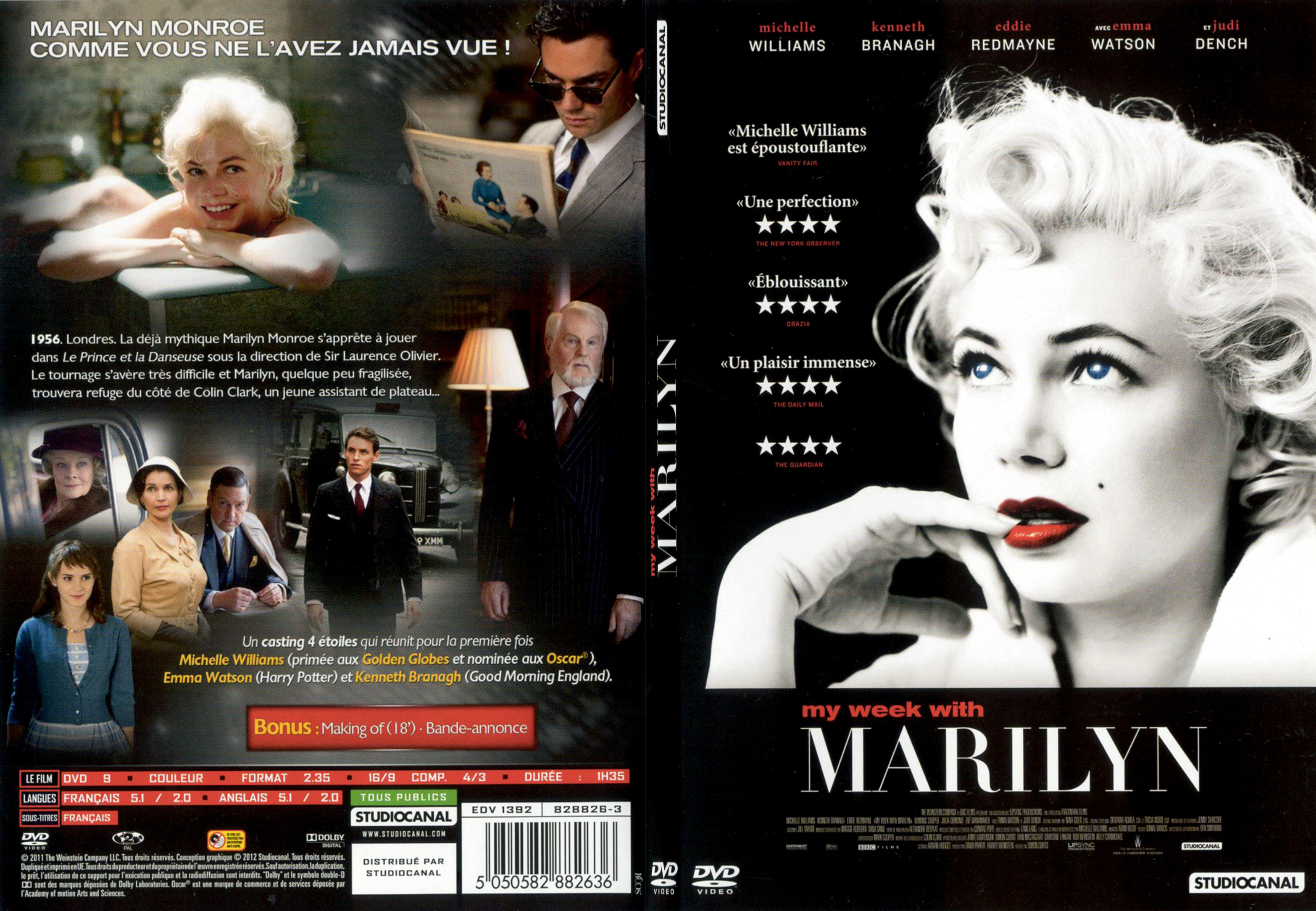 Jaquette DVD My week with Marilyn - SLIM