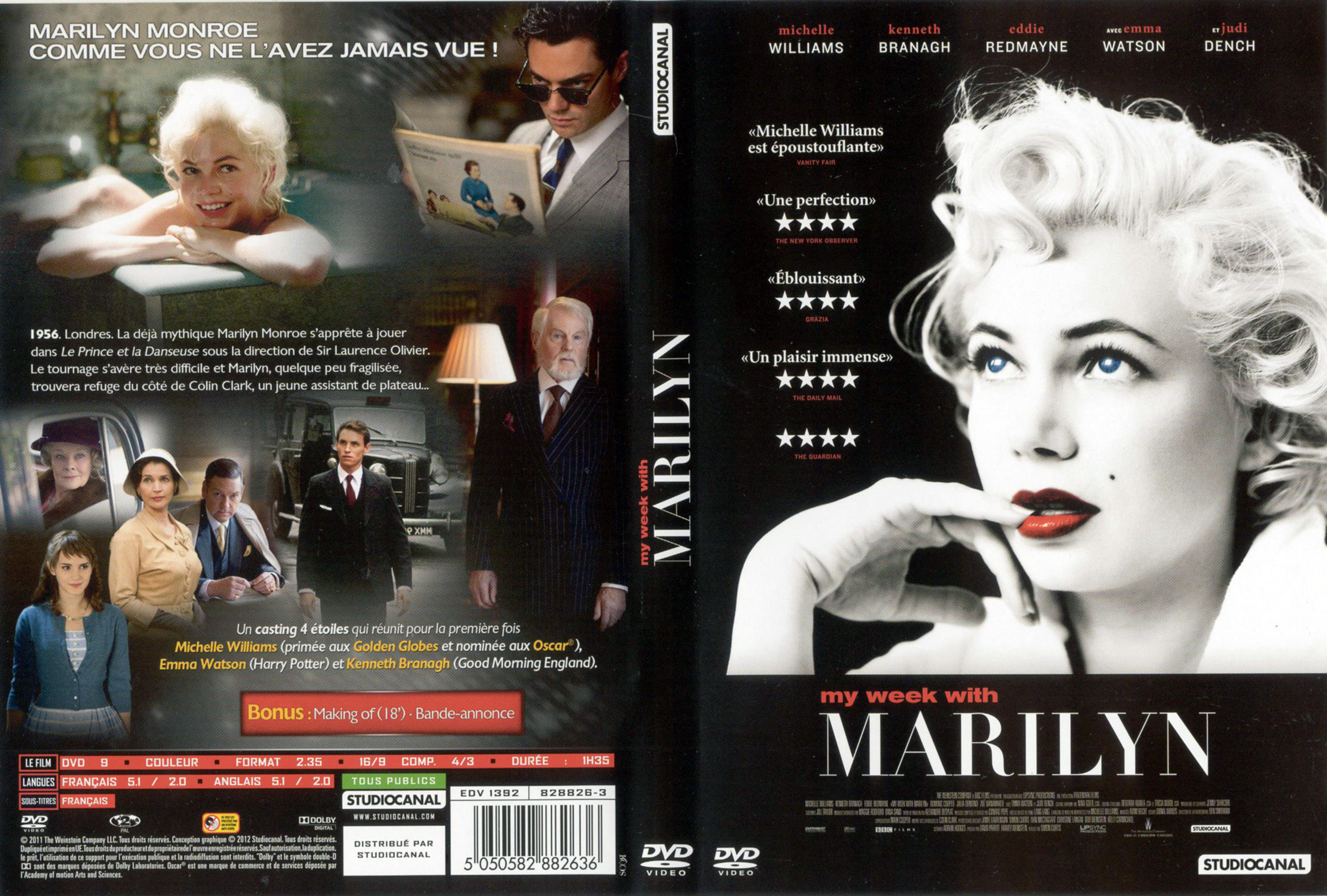Jaquette DVD My week with marilyn