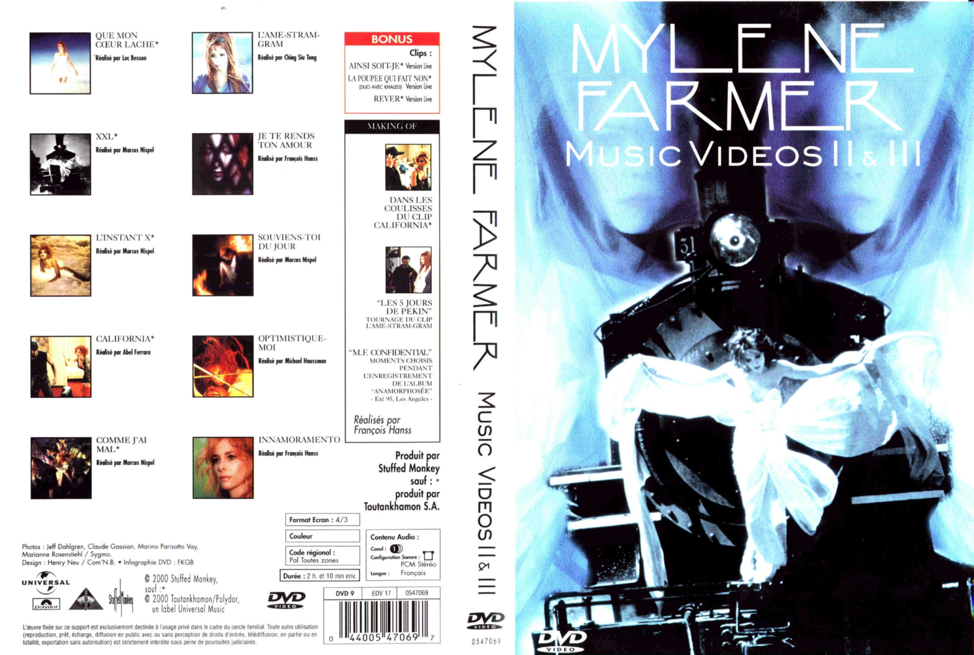 Jaquette DVD Mylene Farmer music video 2 et 3
