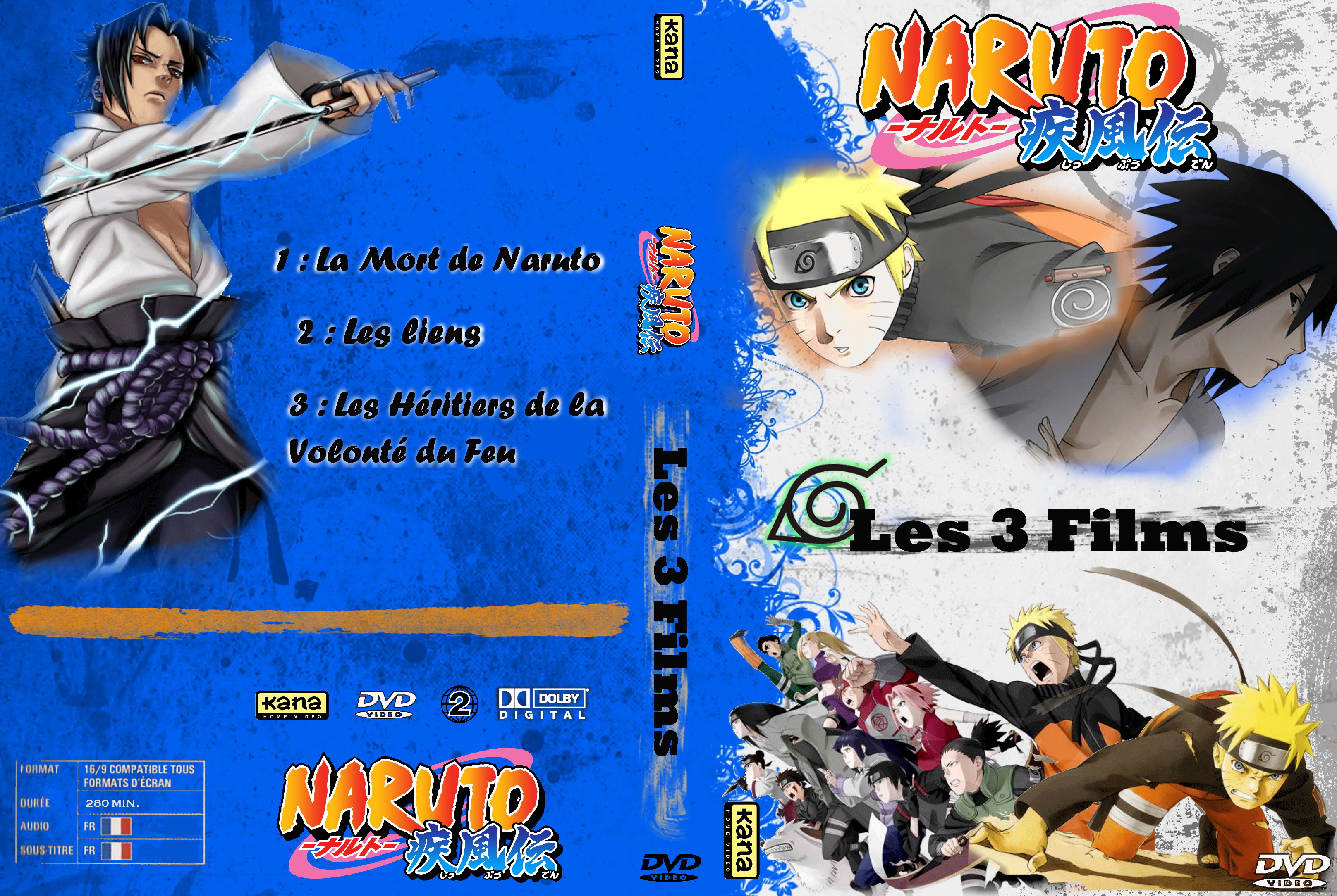 Jaquette DVD Naruto shippu 3 films custom
