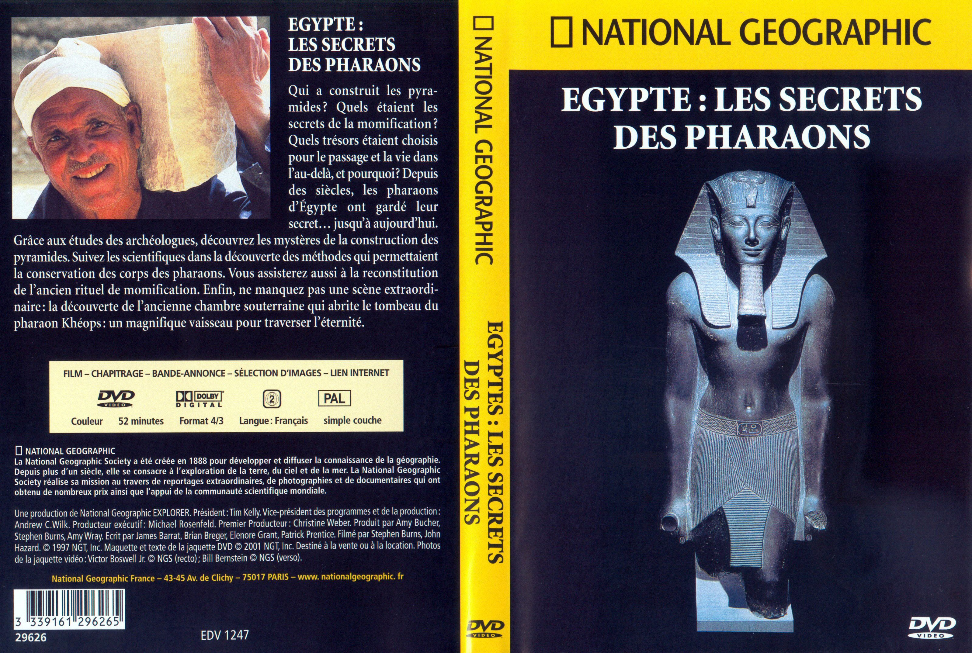 Jaquette DVD National Geographic - Egypte les secrets des Pharaons