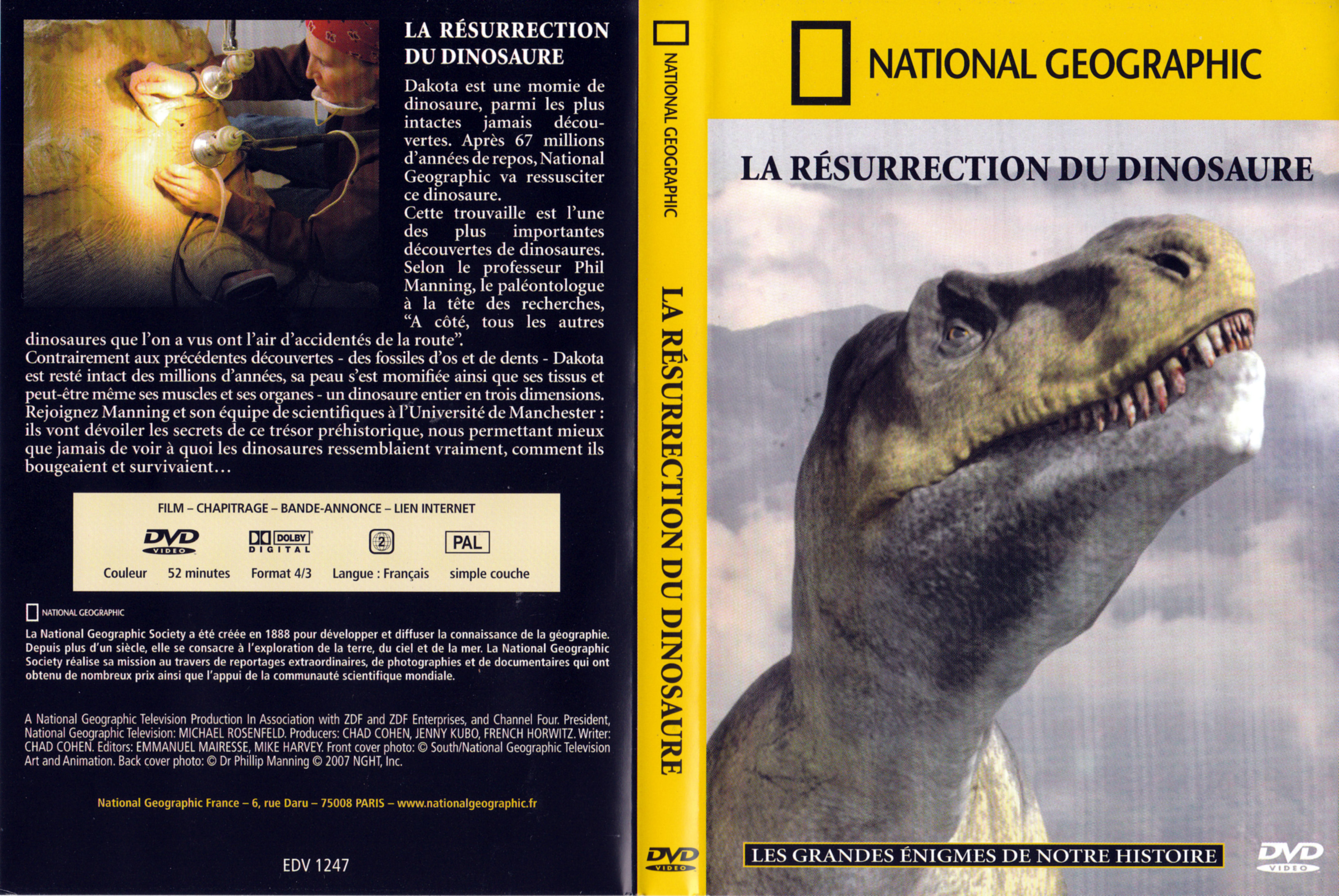 Jaquette DVD National Geographic - La resurrection du dinosaure