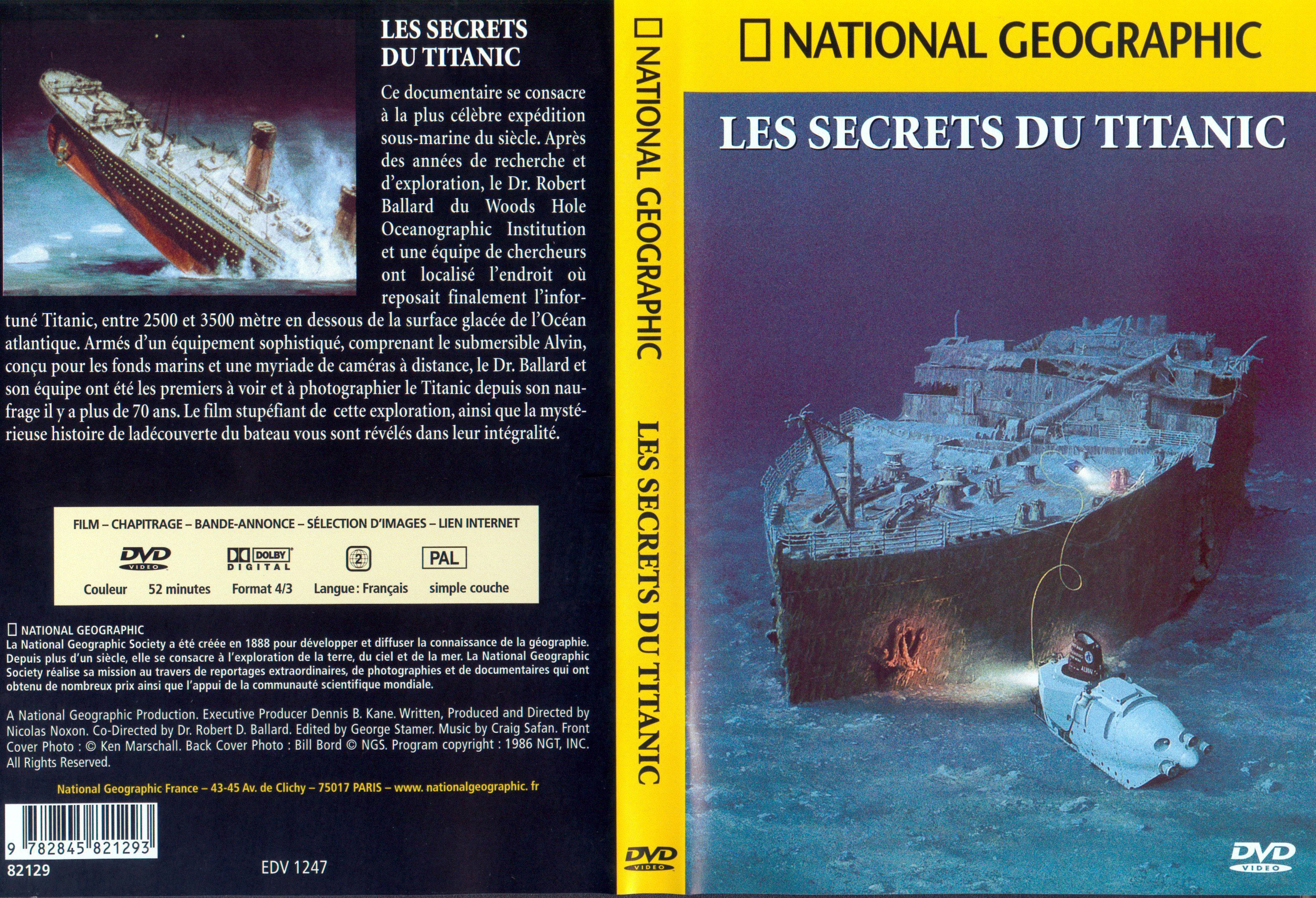 Jaquette DVD National Geographic - Les secrets du titanic