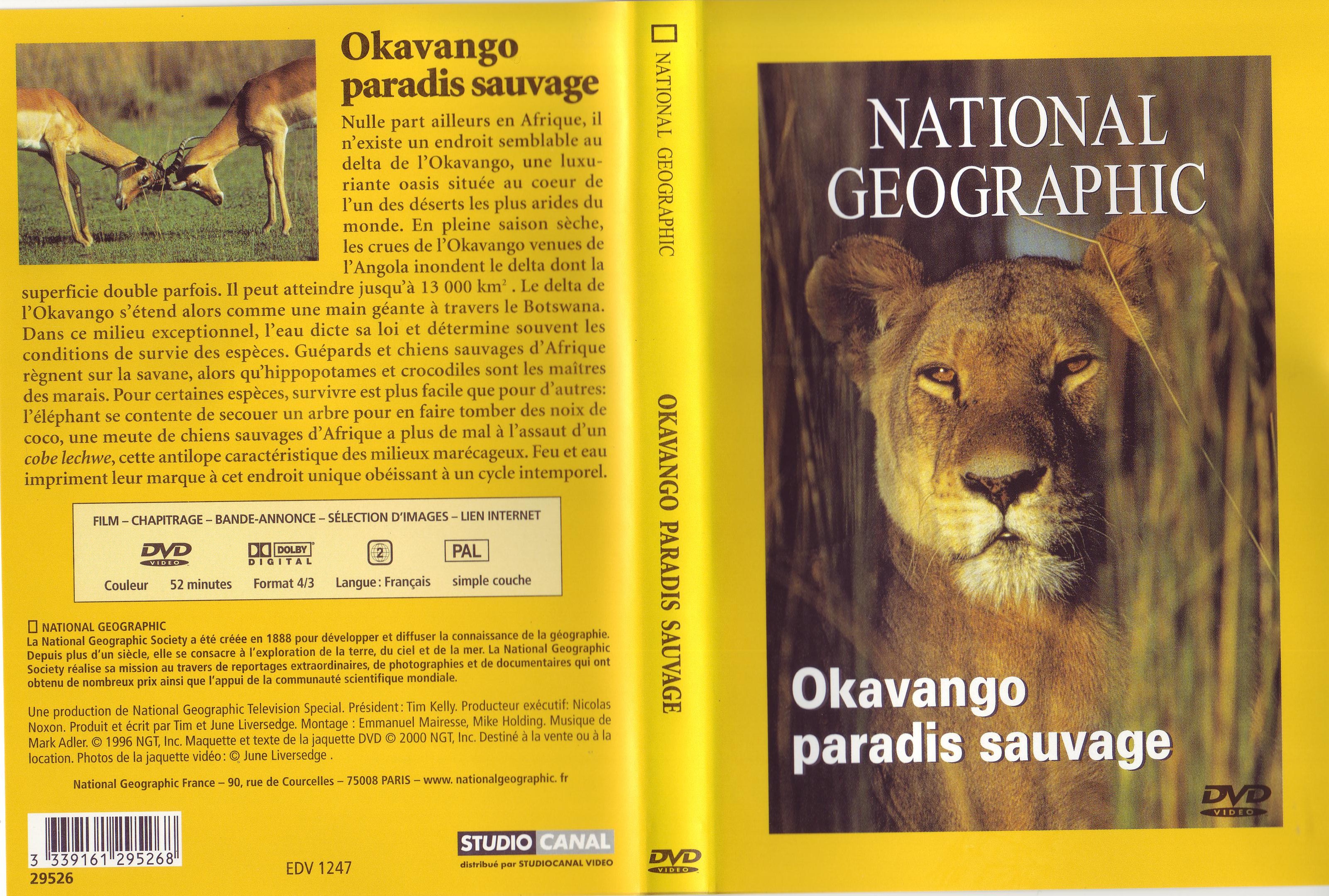 Jaquette DVD National Geographic - Okavango paradis sauvage