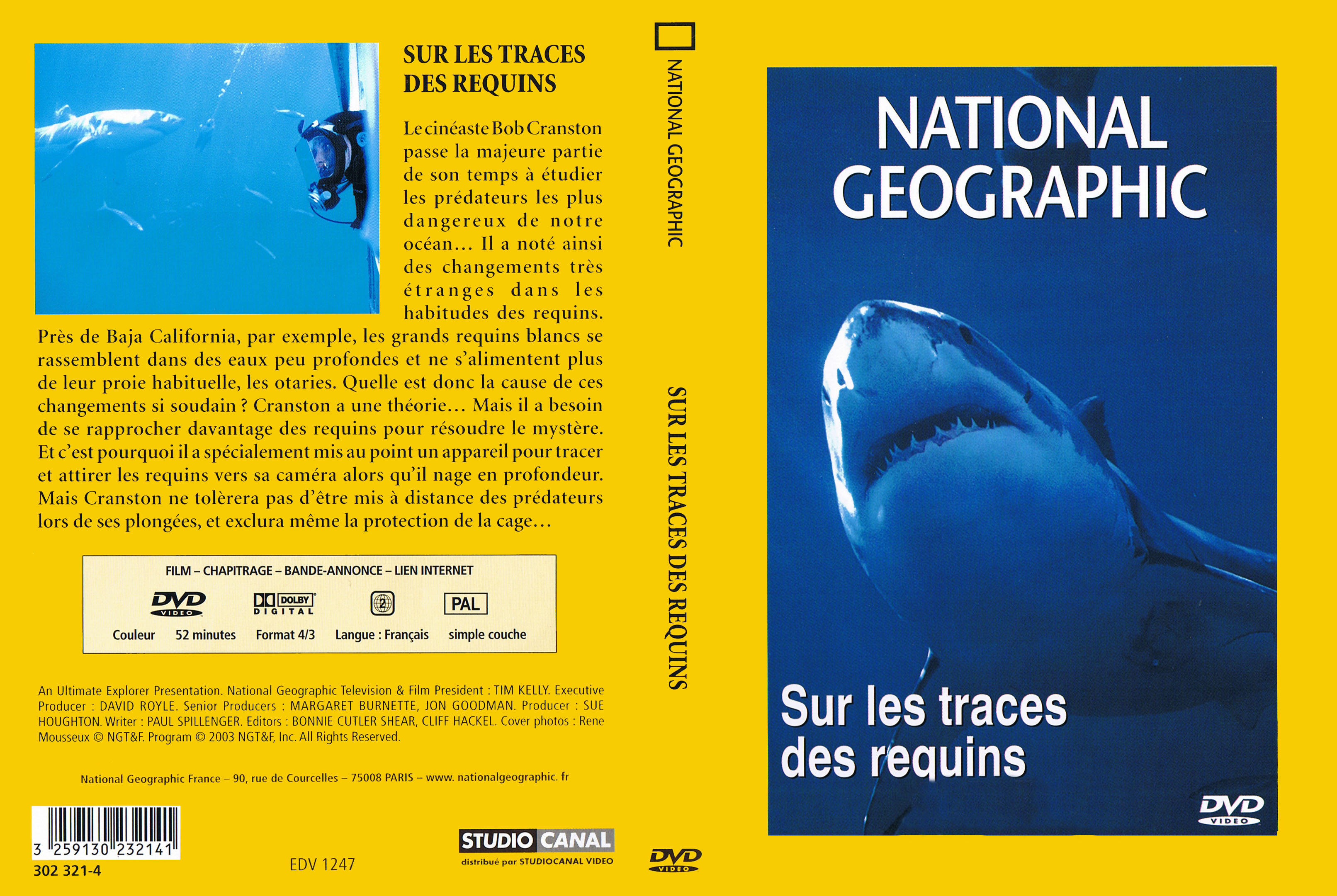 Jaquette DVD National Geographic - Sur les traces des requins