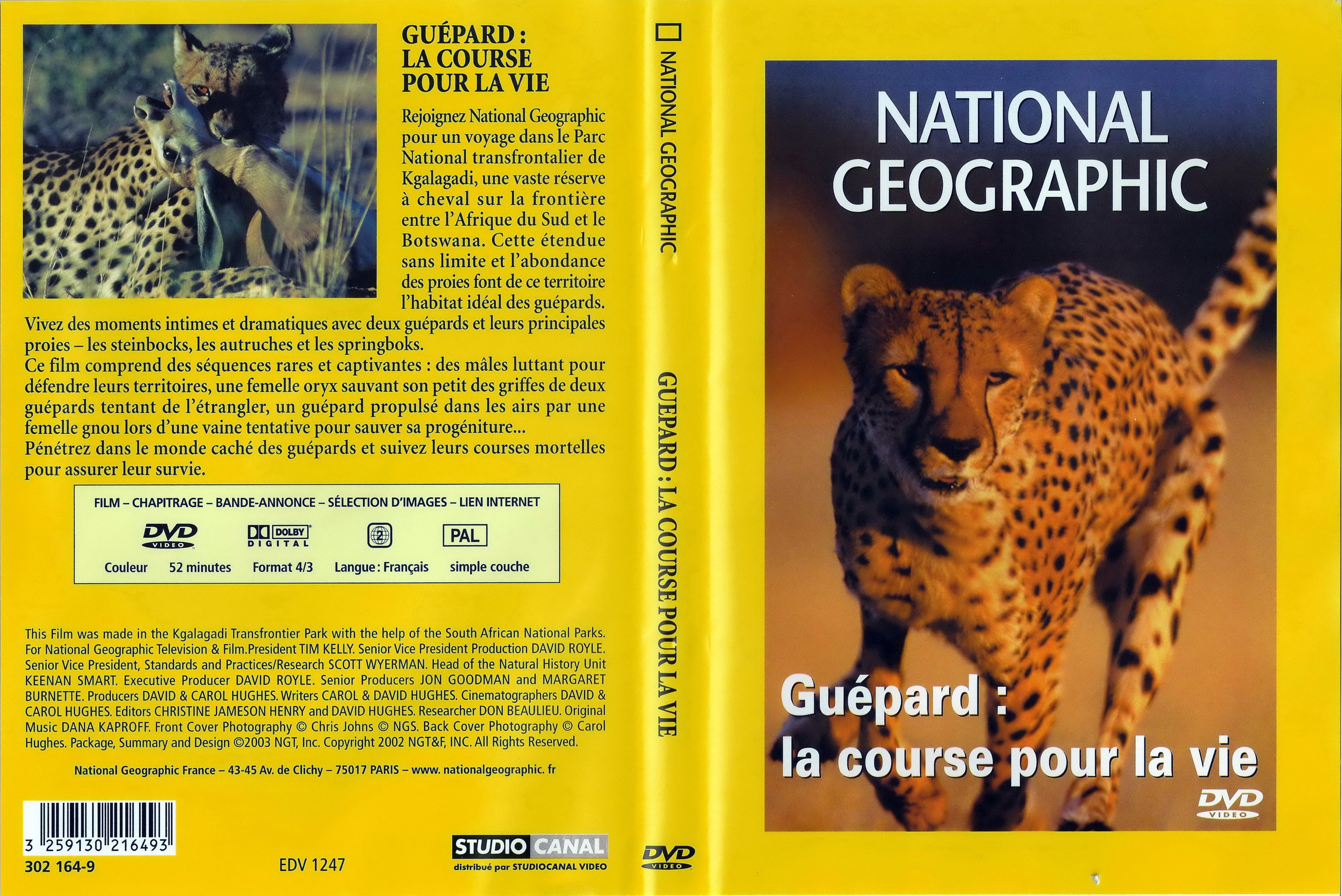 Jaquette DVD National geographic - Gupard la cours pour la vie