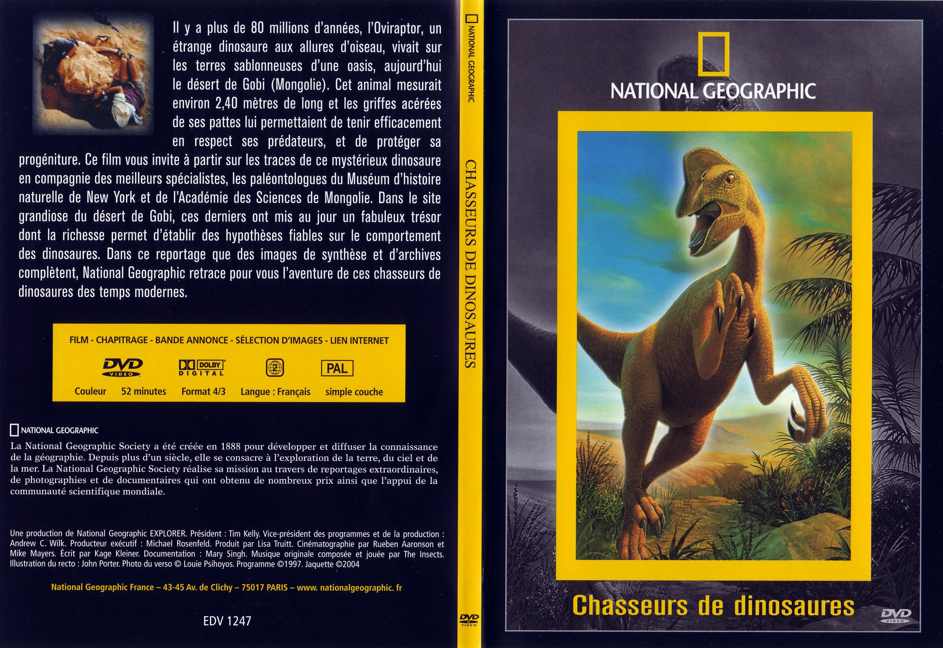 Jaquette DVD National geographic - chasseurs de dinosaures v2