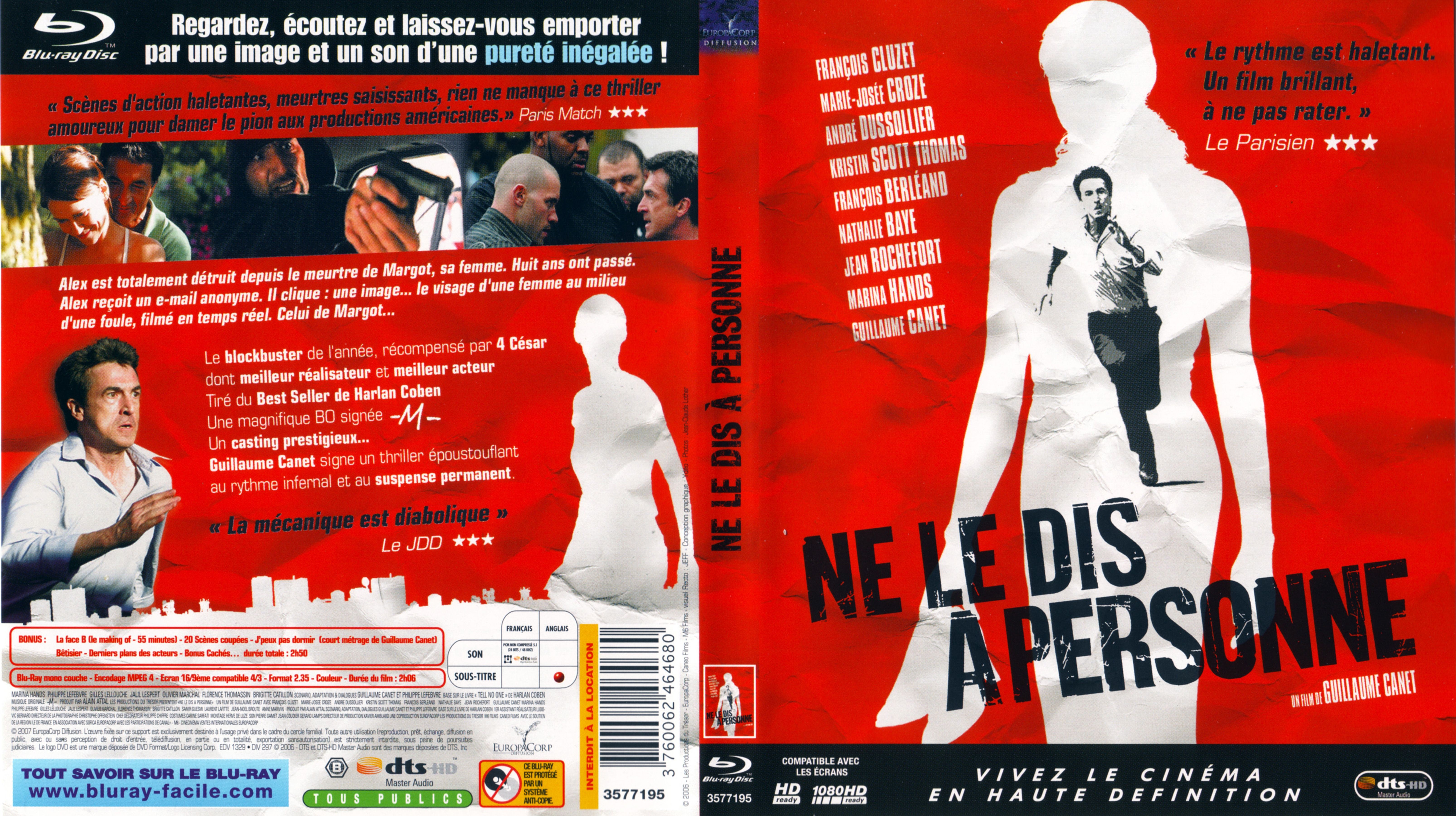 Jaquette DVD Ne le dis a personne (BLU-RAY)