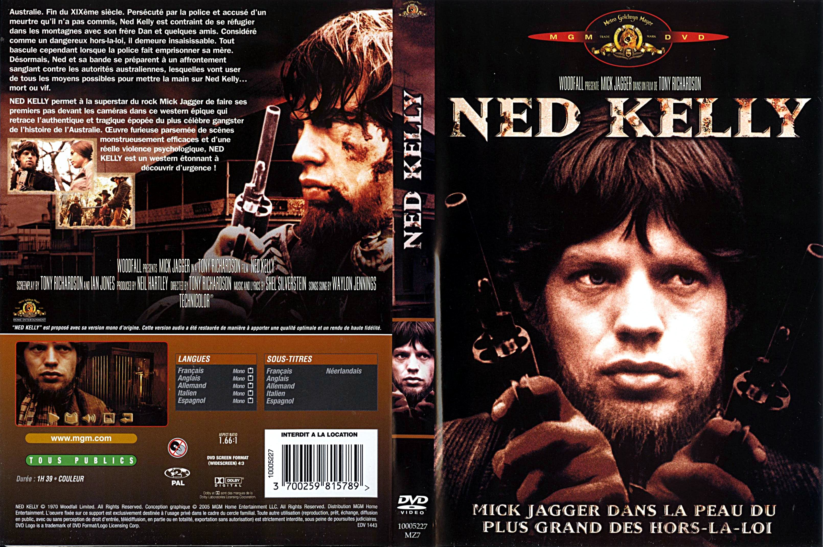 Jaquette DVD Ned Kelly (1970)