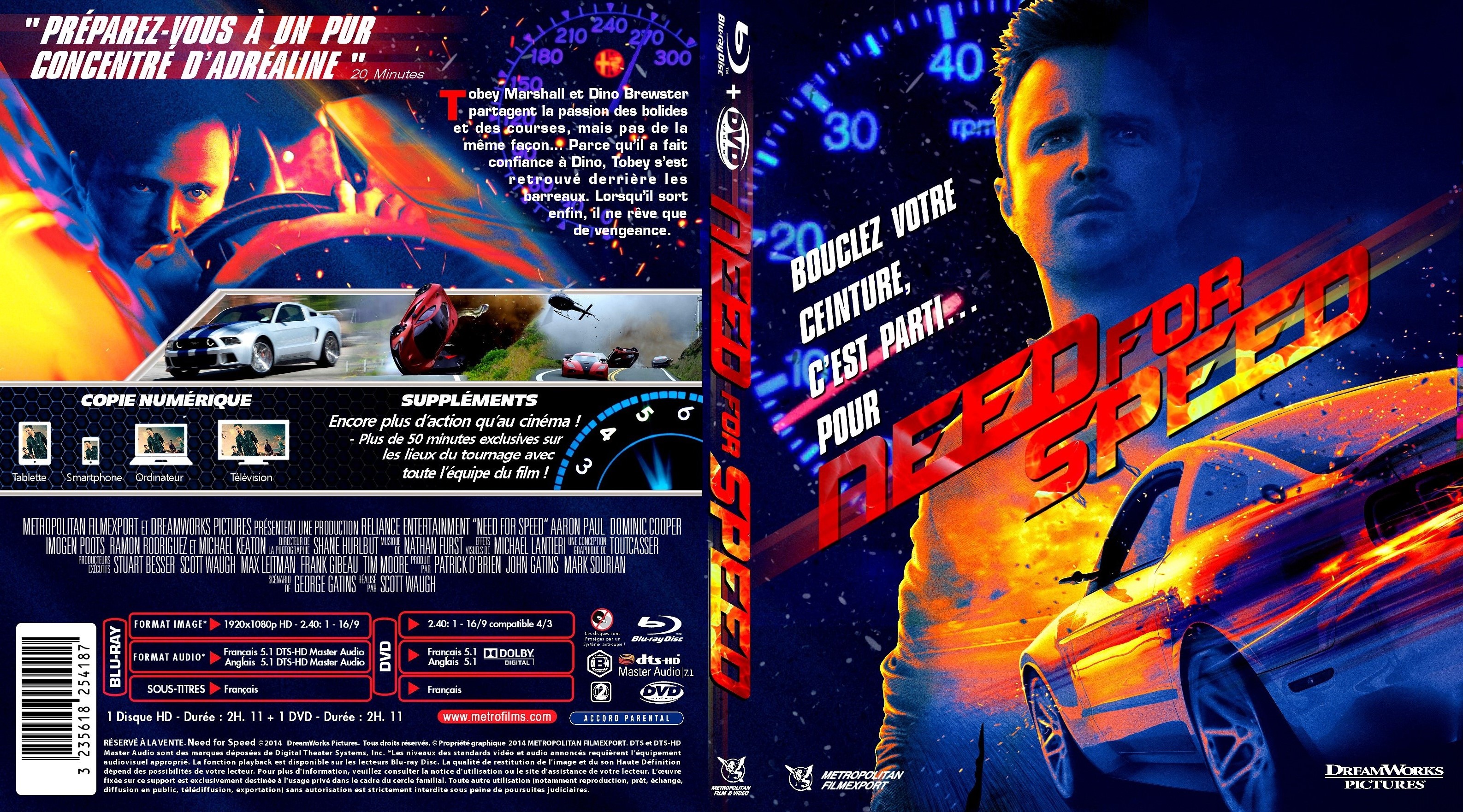 Jaquette DVD Need for Speed (Canadienne) custom (BLU-RAY)