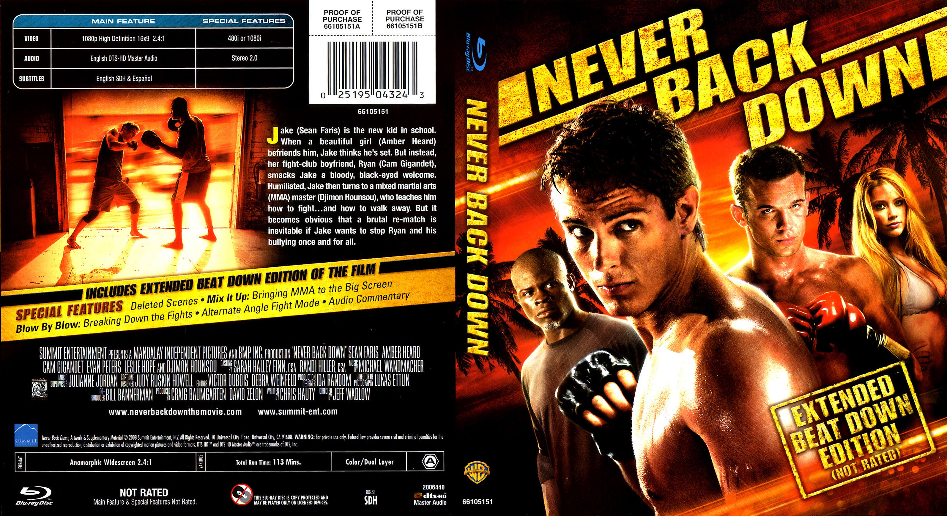 Jaquette DVD Never Back Down Zone 1 (BLU-RAY)