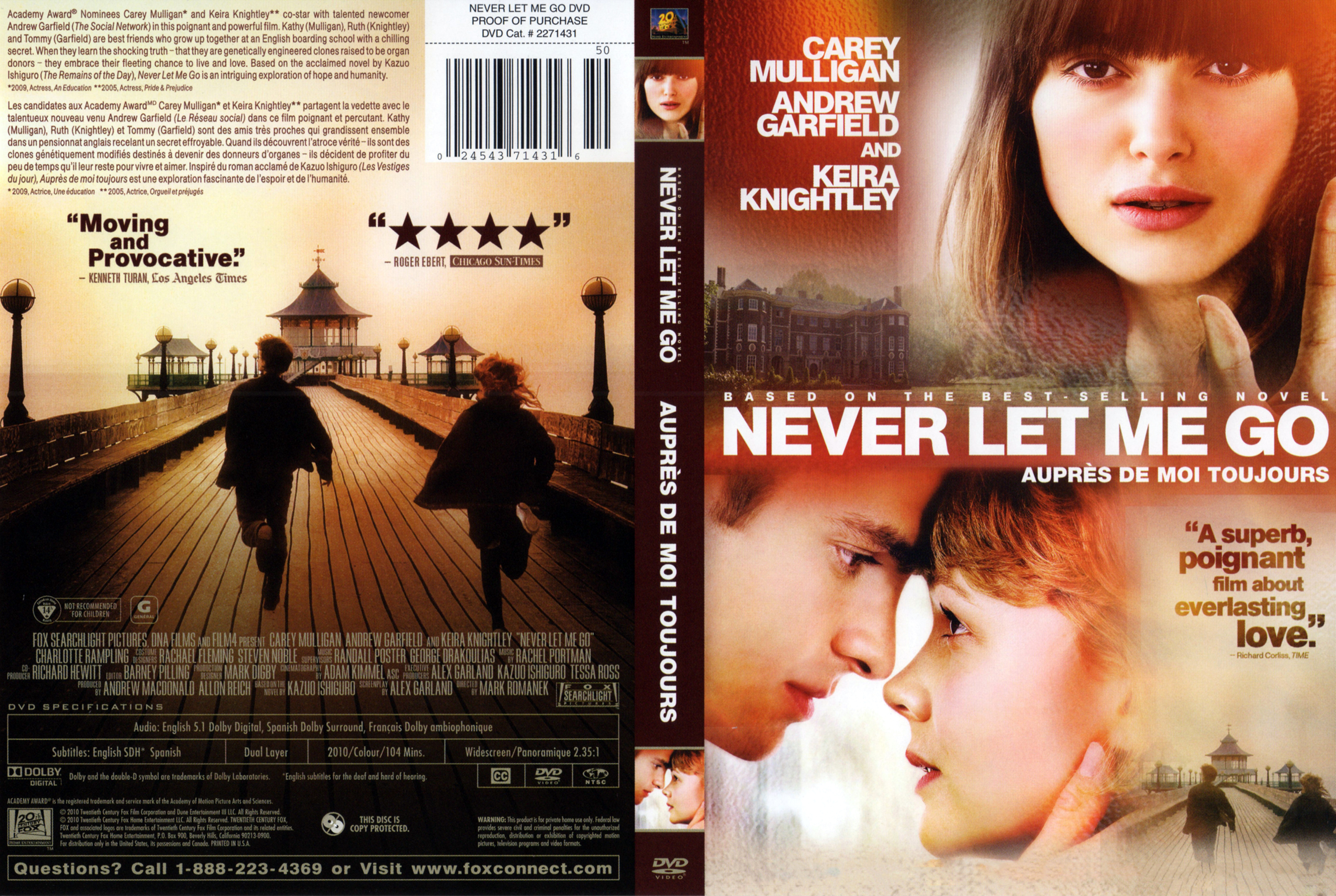 Jaquette DVD Never let me go - Auprs de moi toujours (Canadienne)