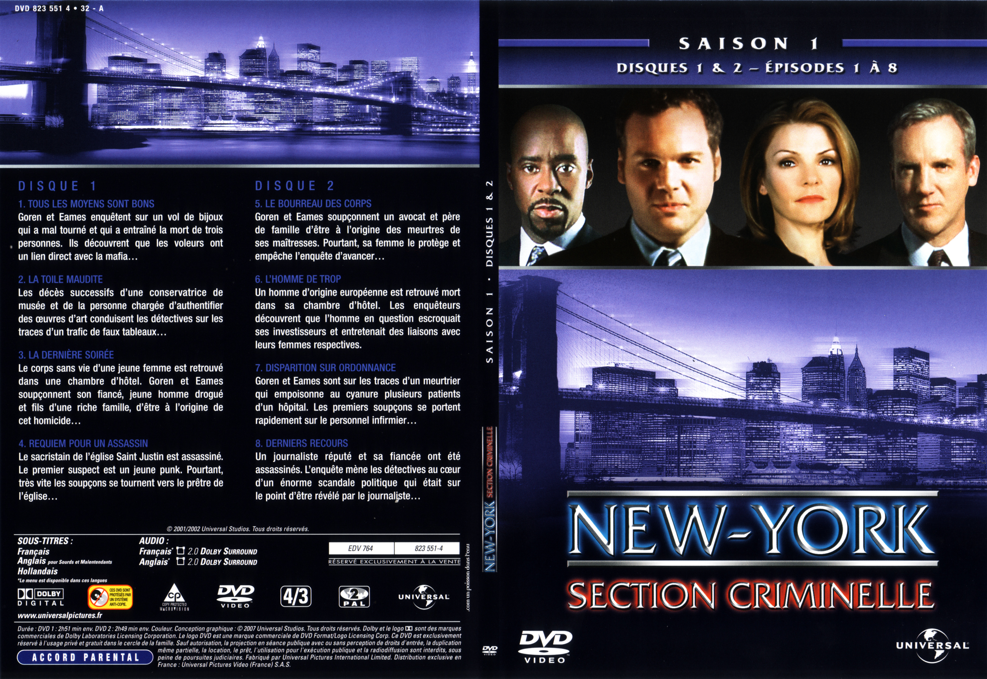Jaquette DVD New York section criminelle saison 1 DVD 1