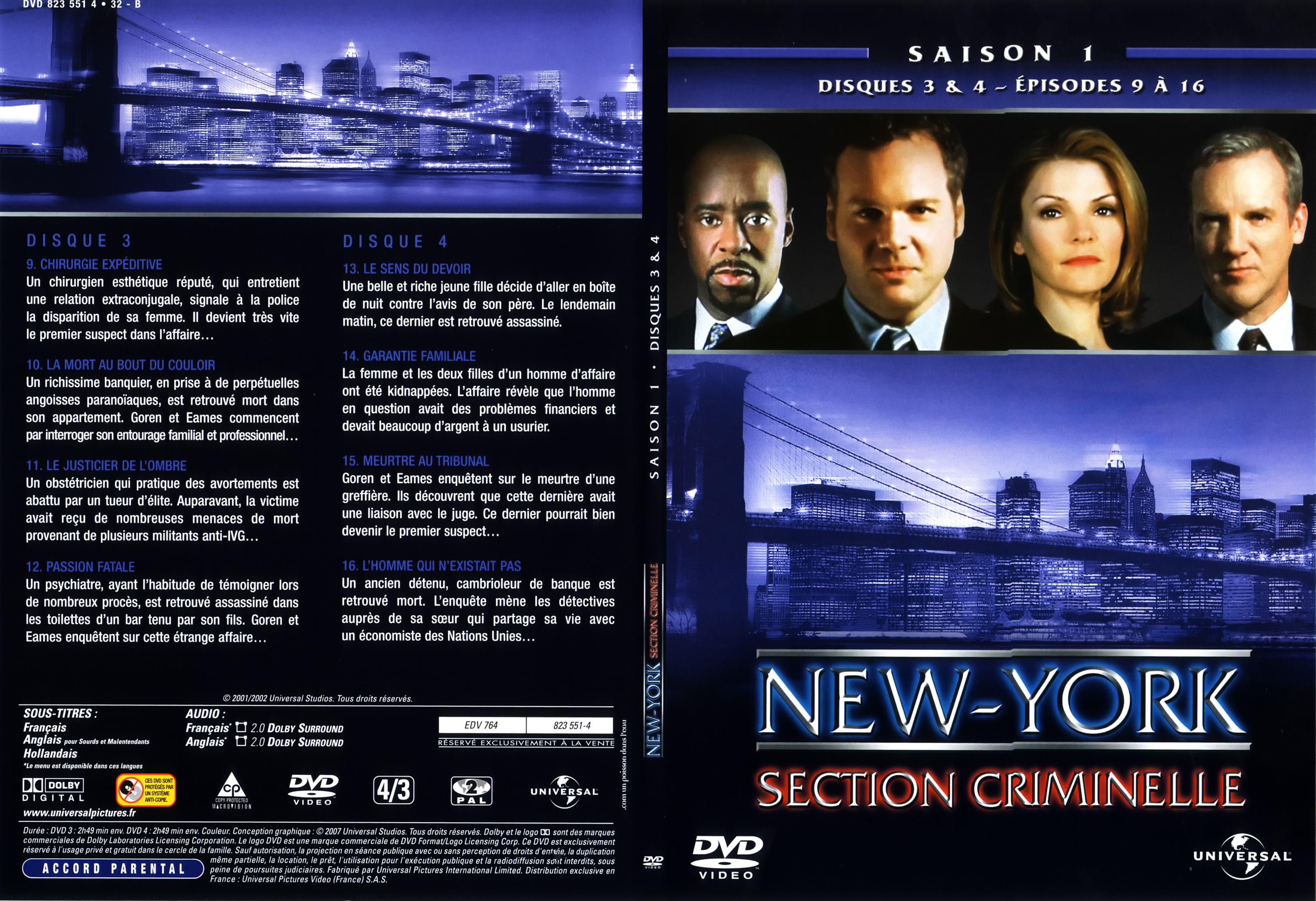 Jaquette DVD New York section criminelle saison 1 DVD 2