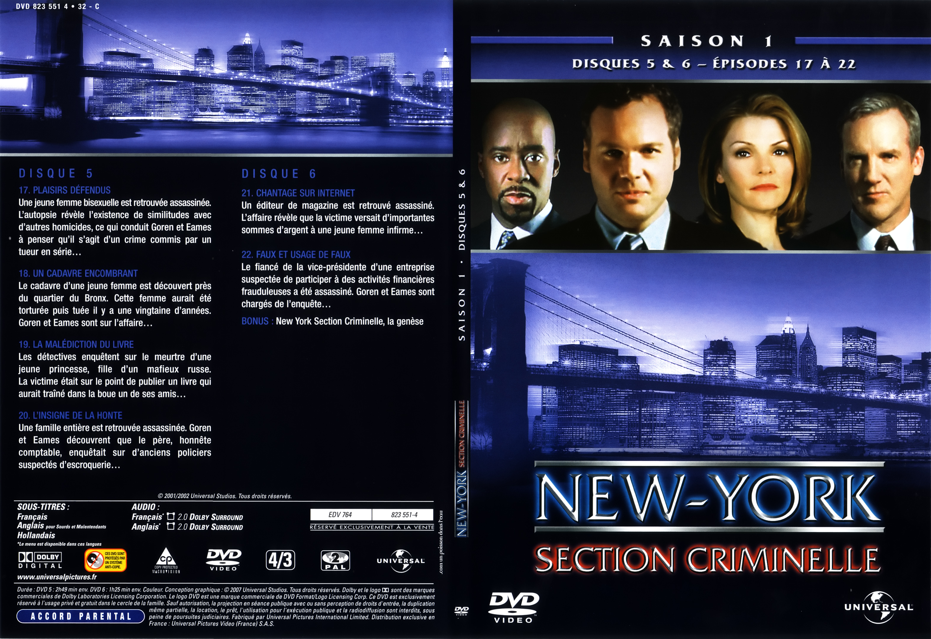 Jaquette DVD New York section criminelle saison 1 DVD 3