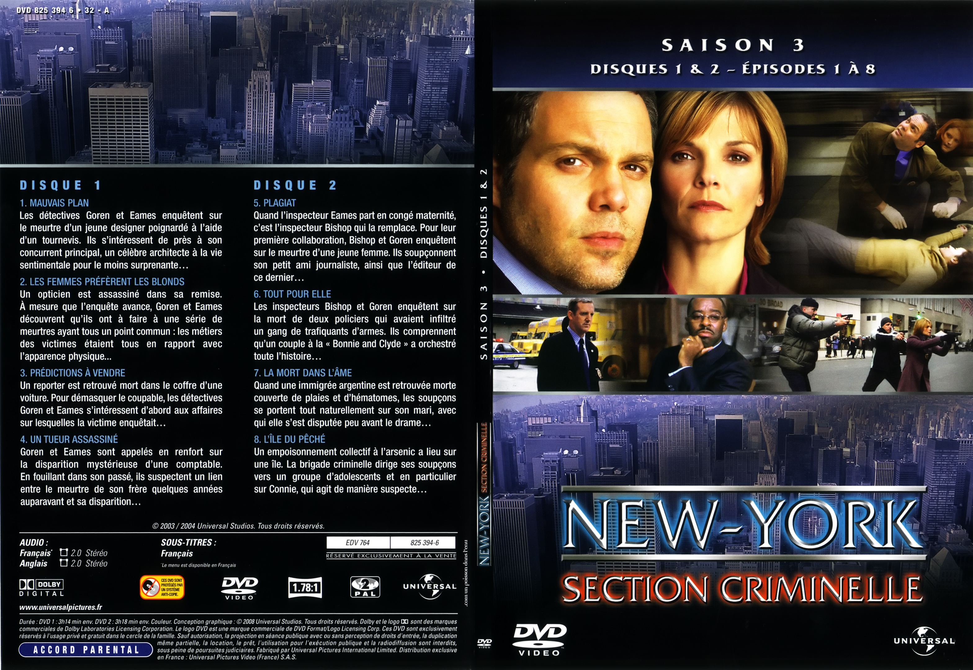 Jaquette DVD New York section criminelle saison 3 DVD 1