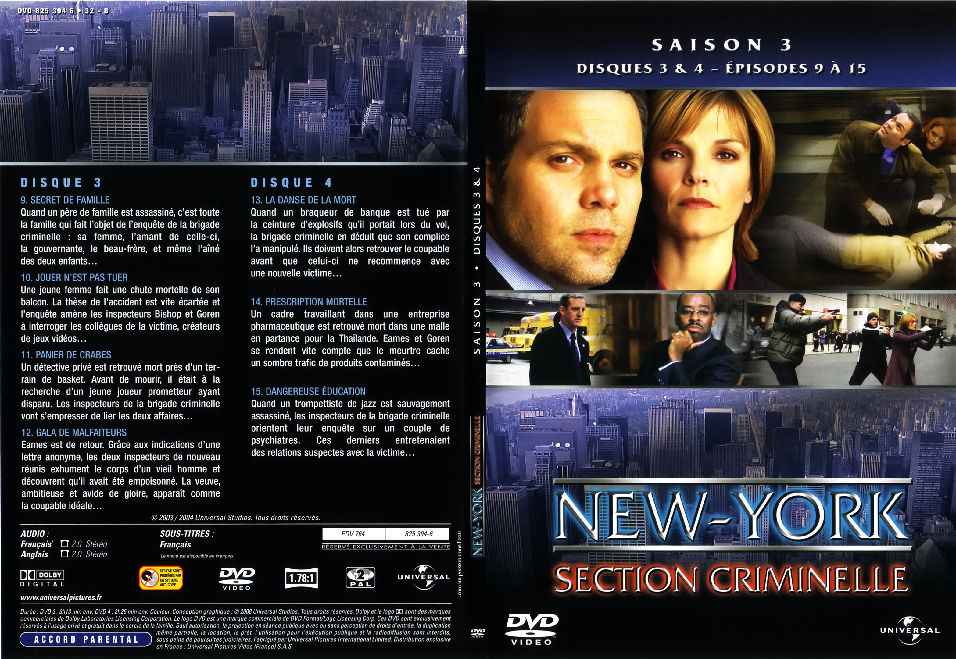 Jaquette DVD New York section criminelle saison 3 DVD 2