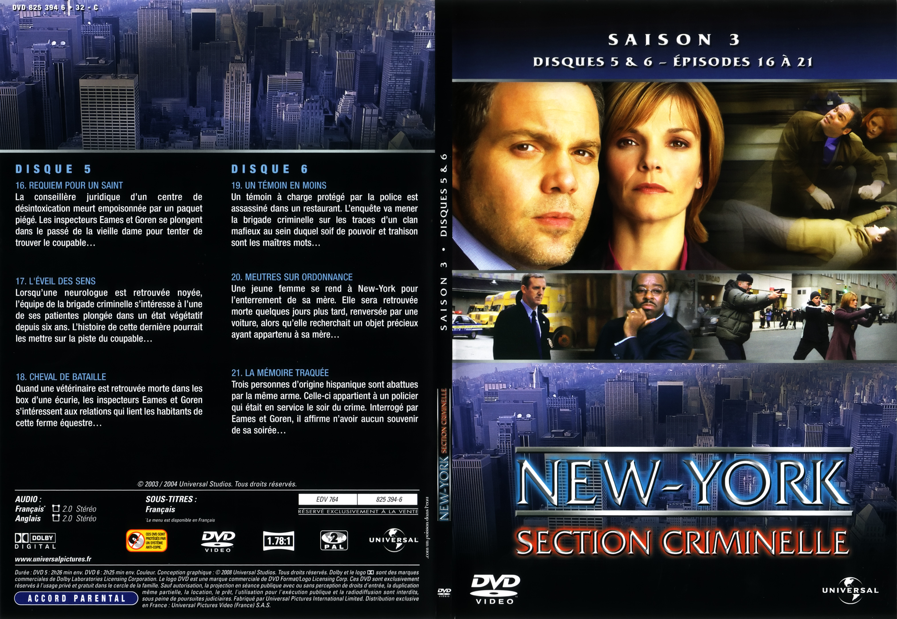 Jaquette DVD New York section criminelle saison 3 DVD 3