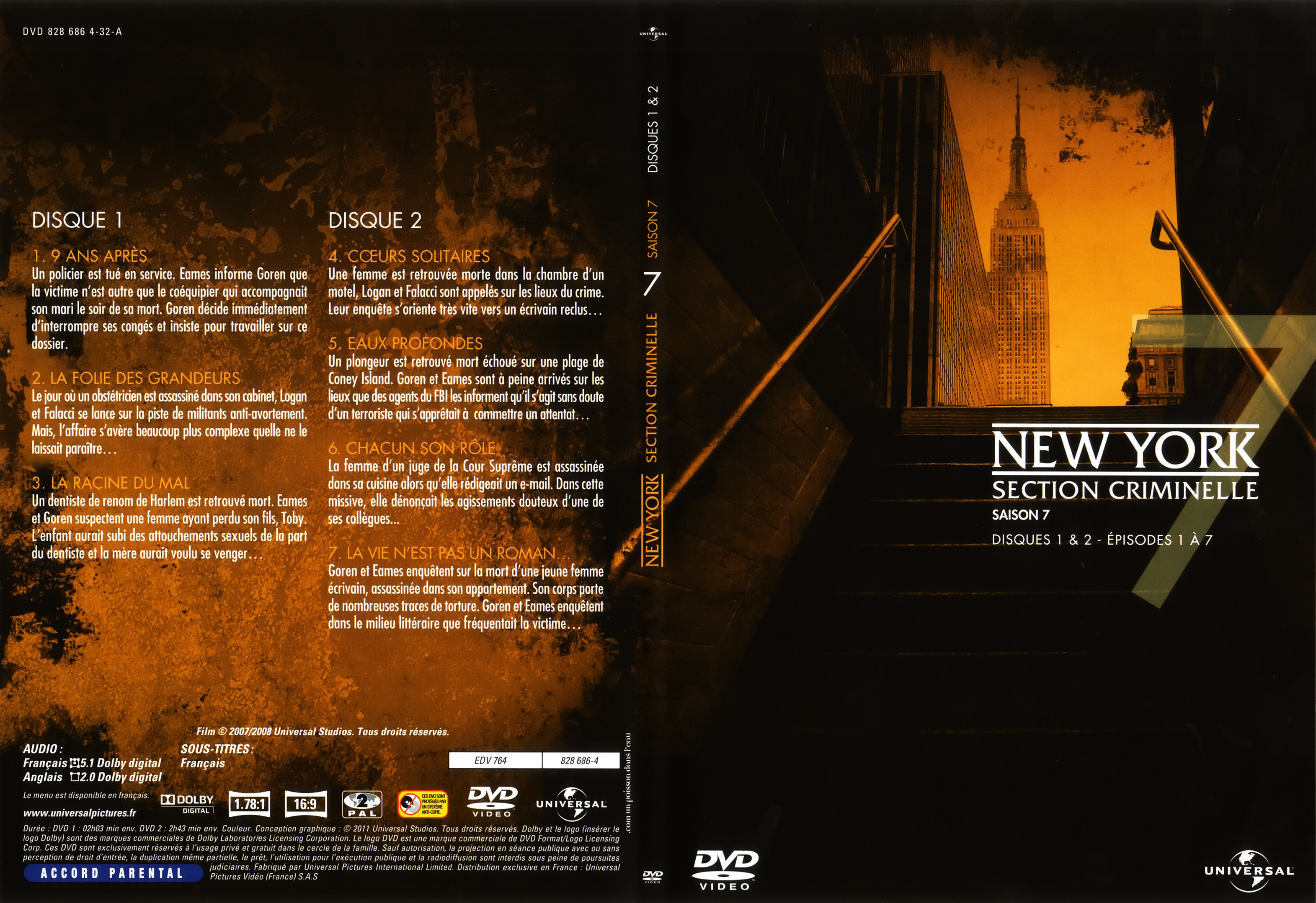 Jaquette DVD New York section criminelle saison 7 DVD 1