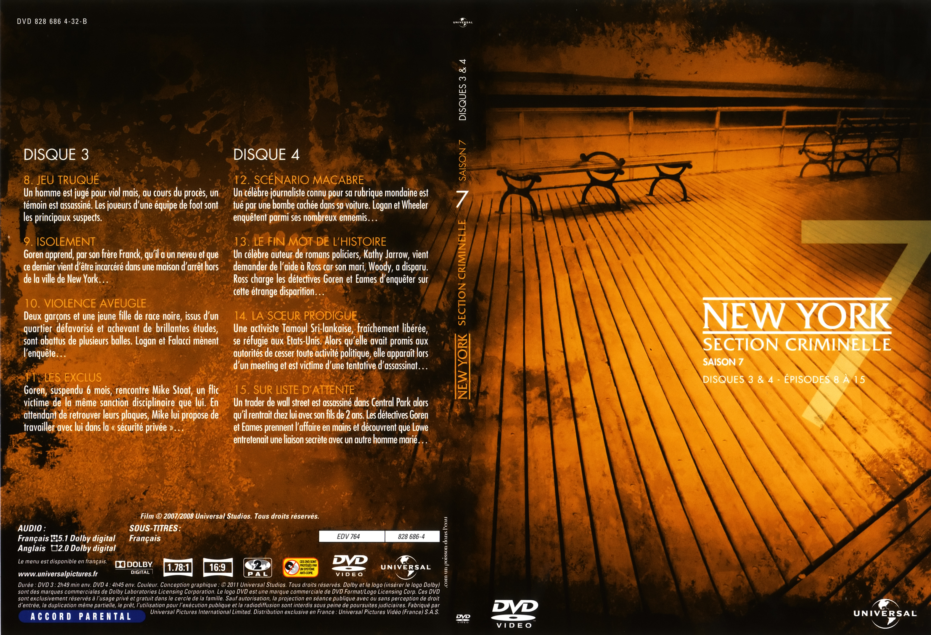 Jaquette DVD New York section criminelle saison 7 DVD 2