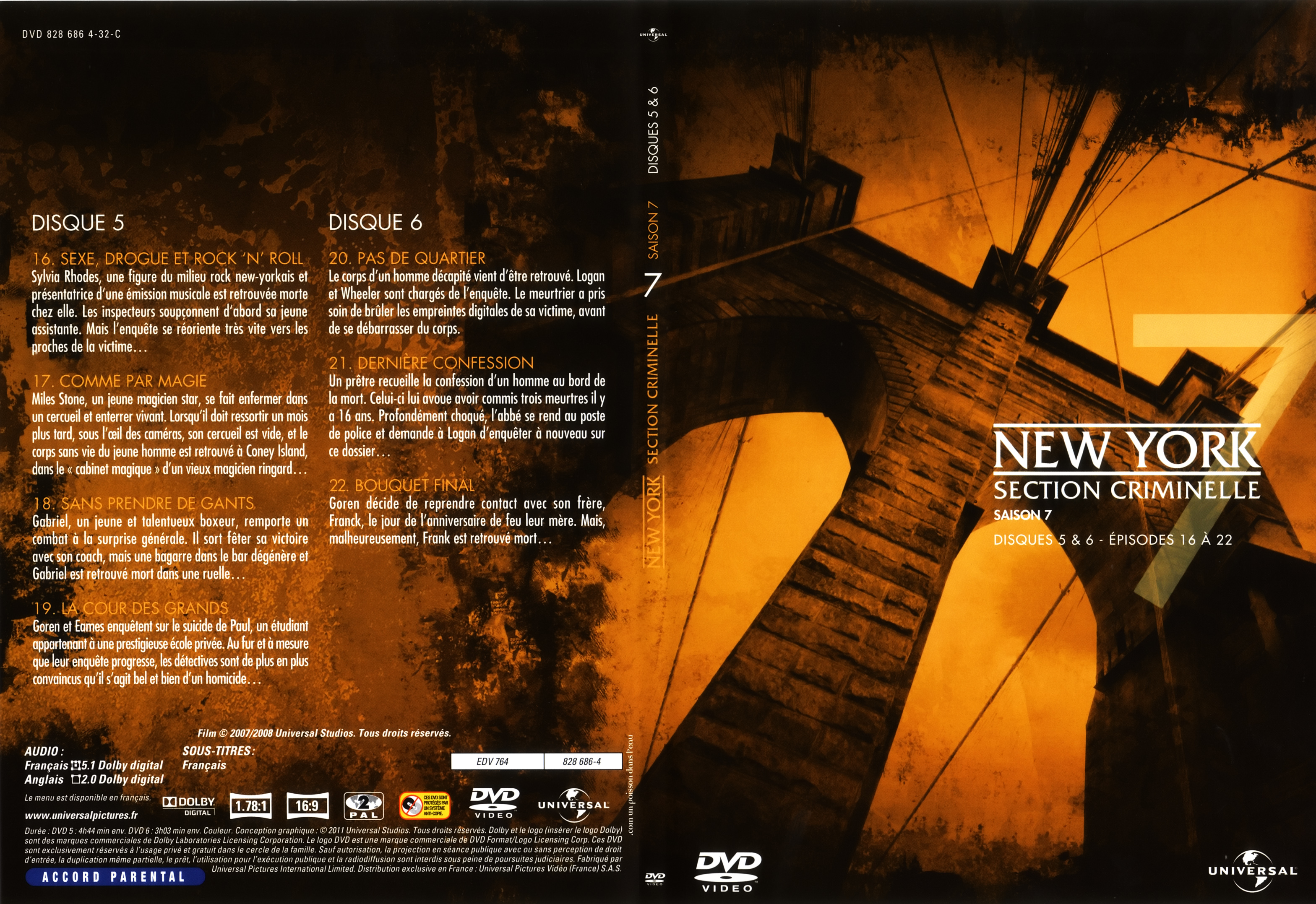 Jaquette DVD New York section criminelle saison 7 DVD 3