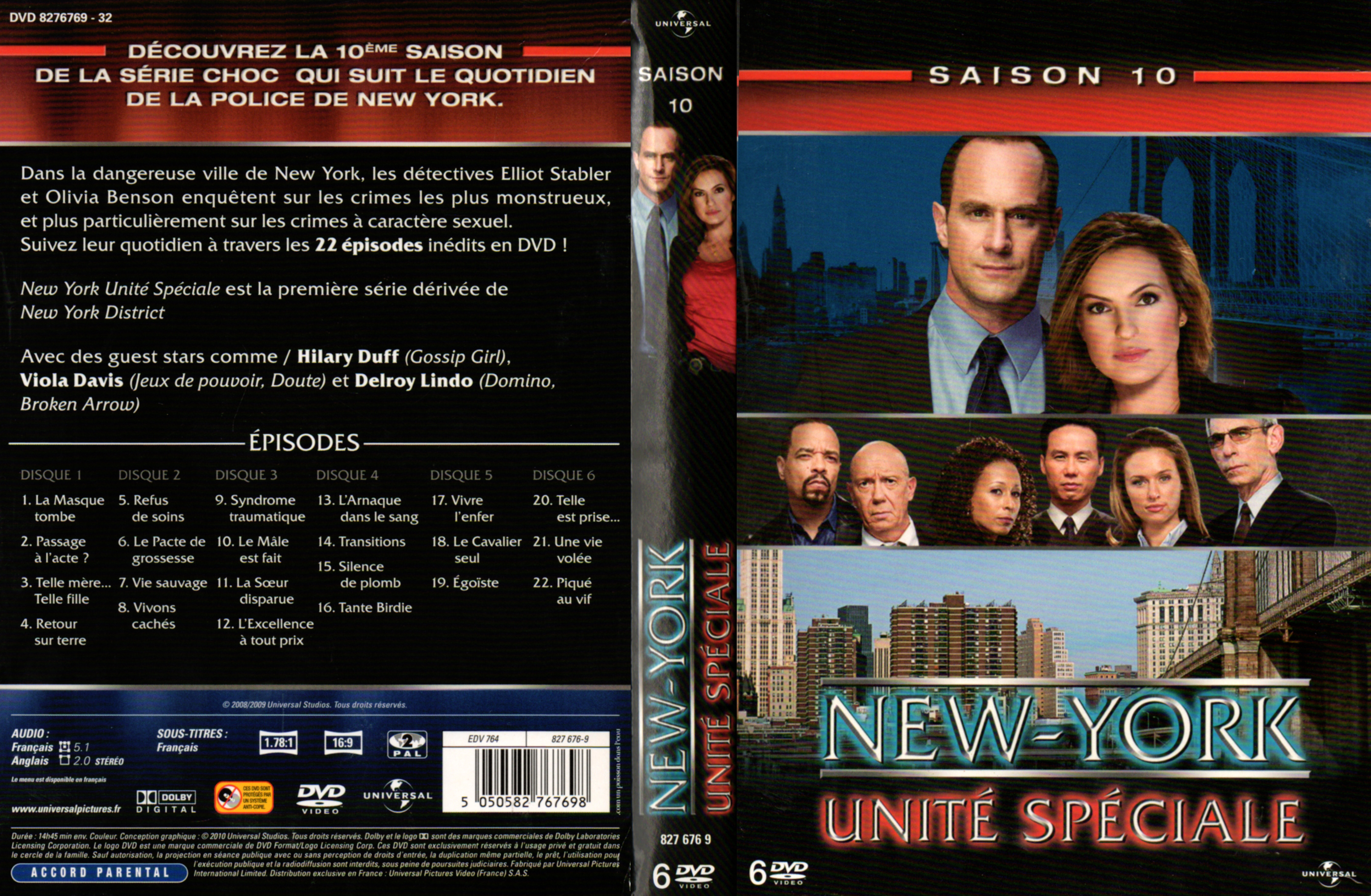 Jaquette DVD New York unit spciale saison 10 COFFRET