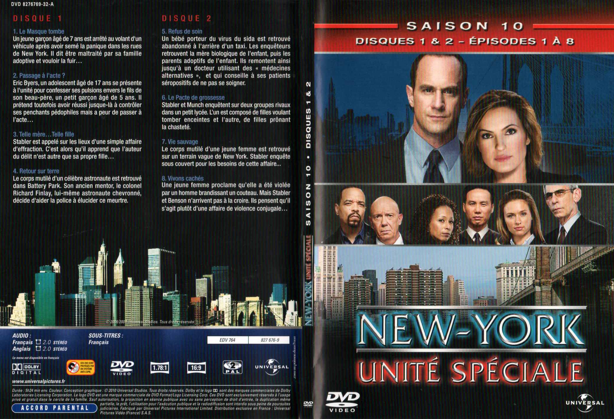 Jaquette DVD New York unit spciale saison 10 DVD 1
