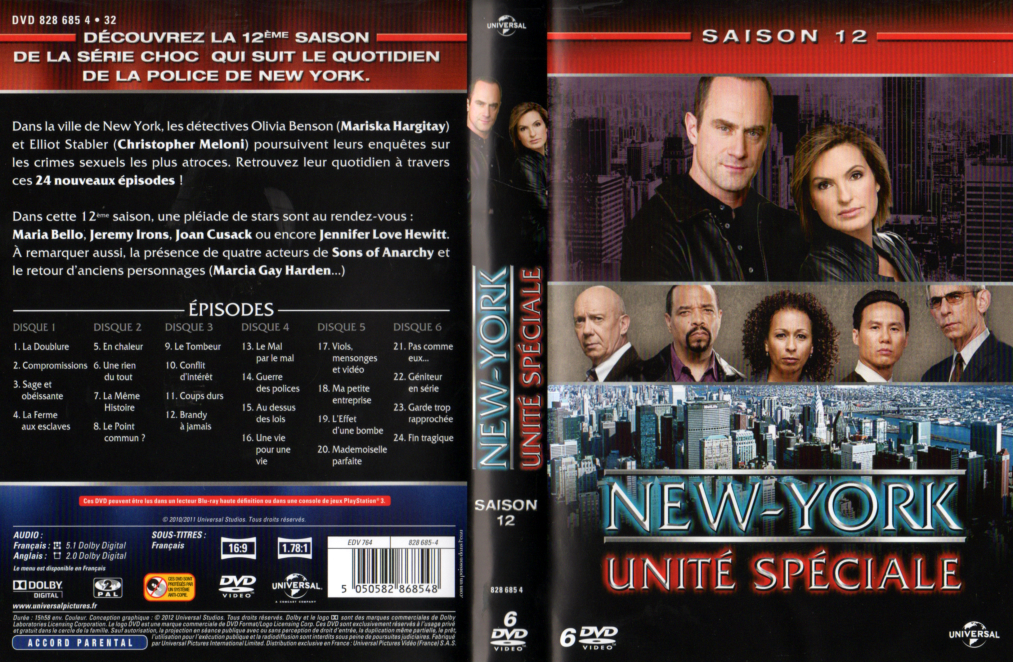 Jaquette DVD New York unit spciale saison 12 COFFRET