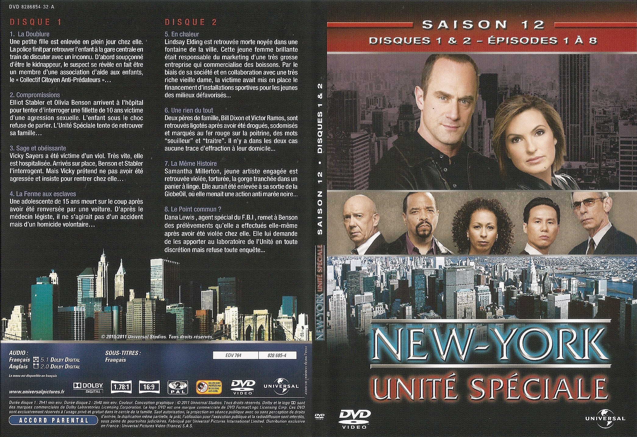 Jaquette DVD New York unit spciale saison 12 DVD 1