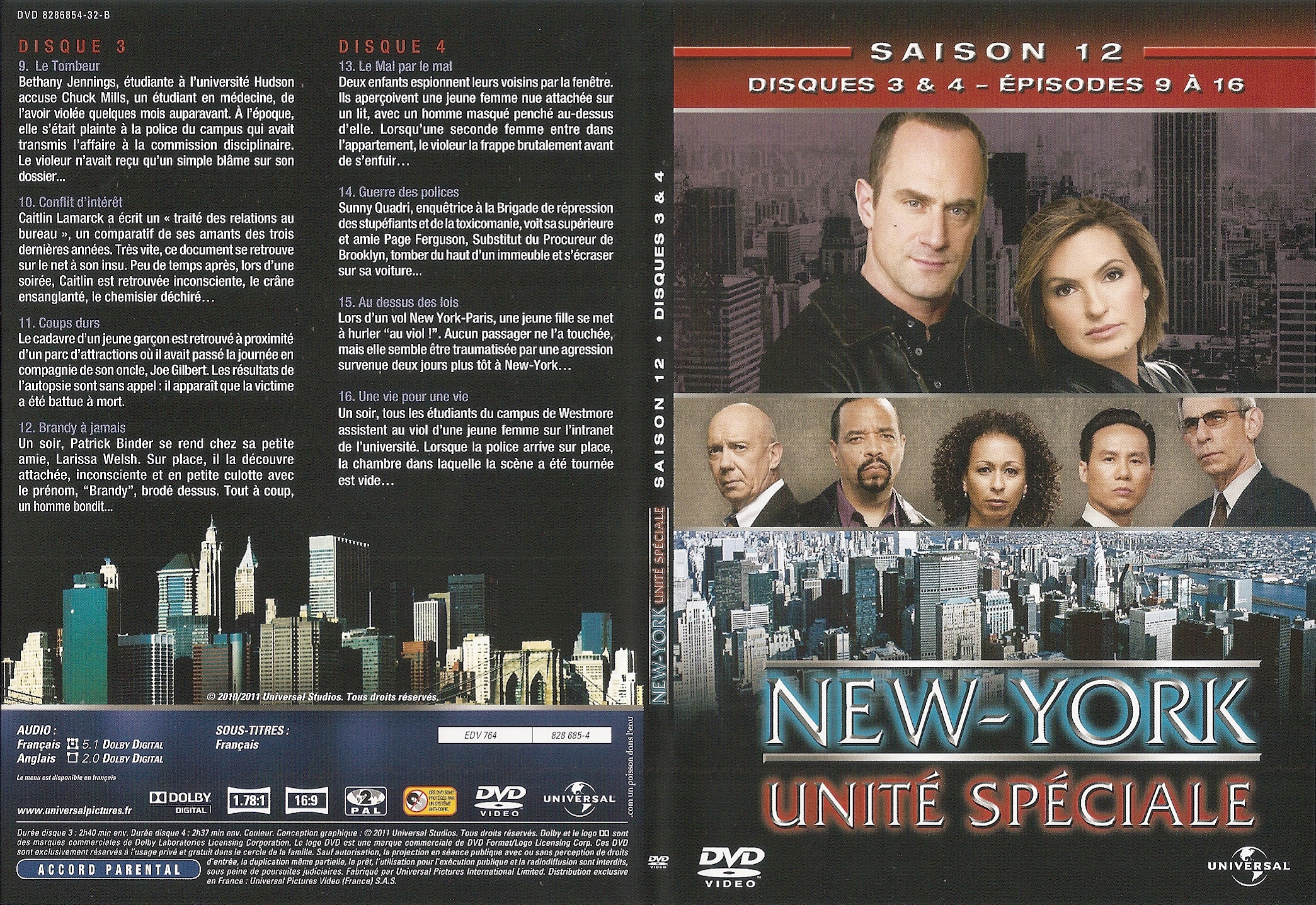 Jaquette DVD New York unit spciale saison 12 DVD 2