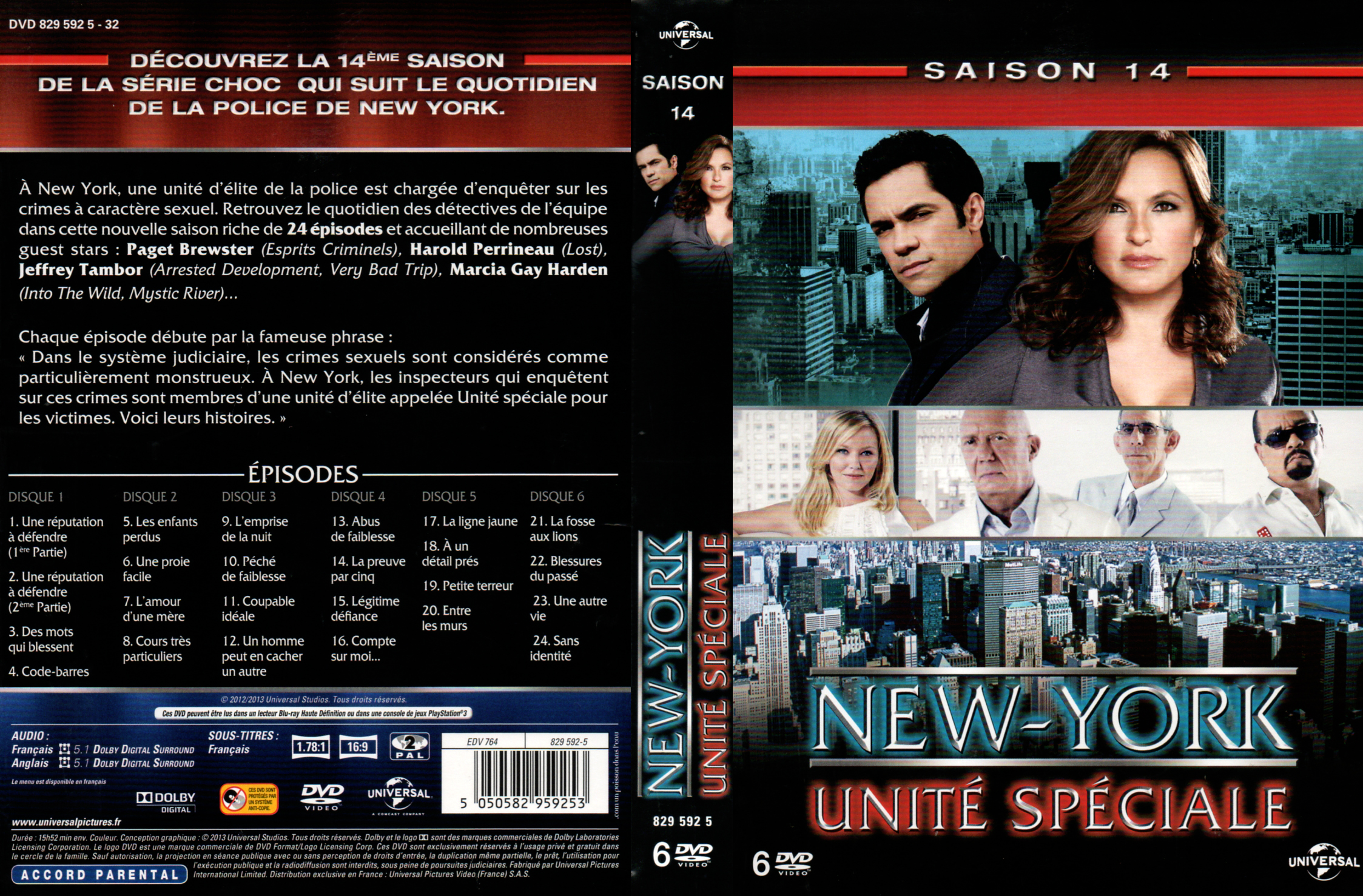 Jaquette DVD New York unit spciale saison 14 COFFRET