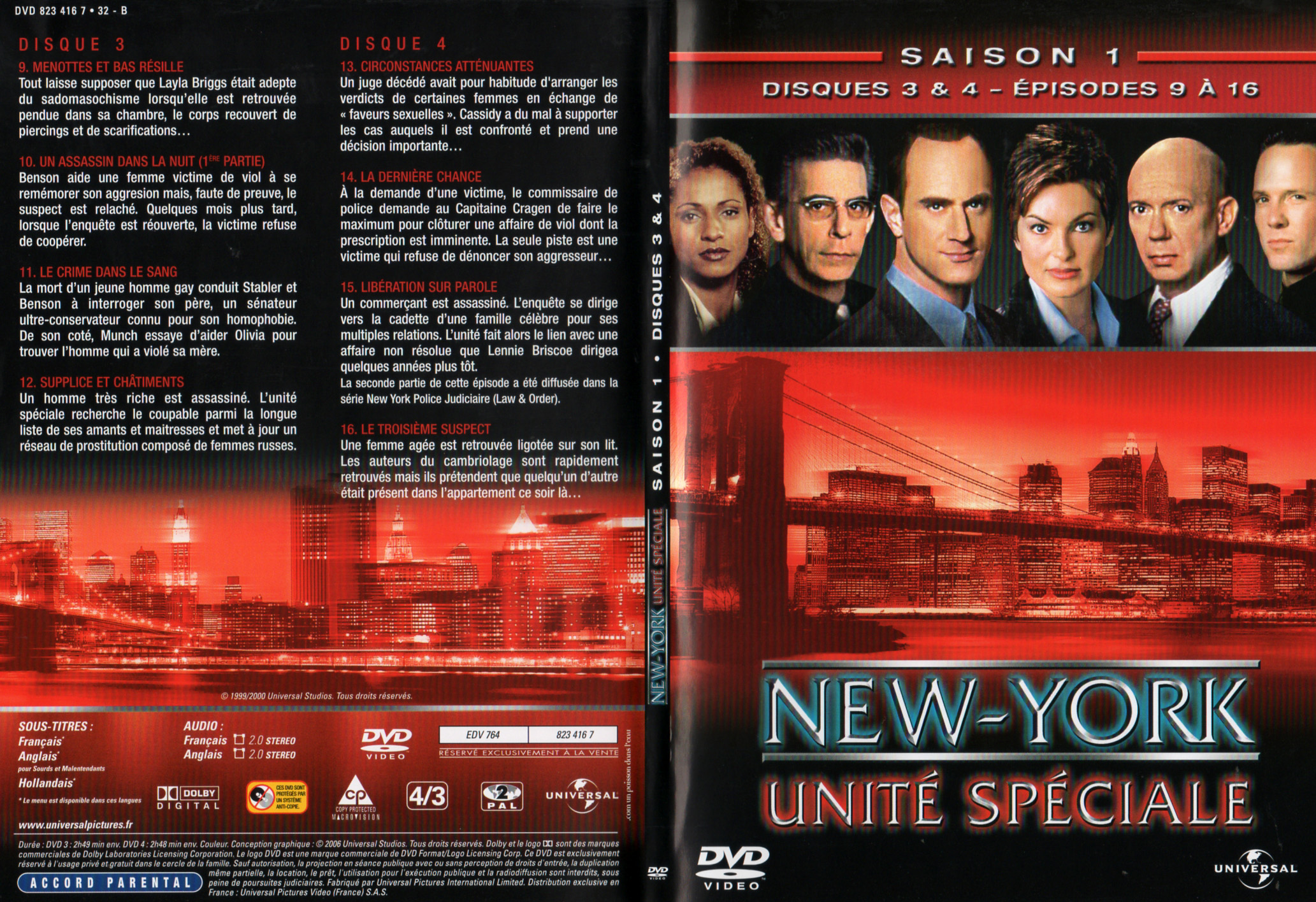 Jaquette DVD New York unit spciale saison 1 DVD 2