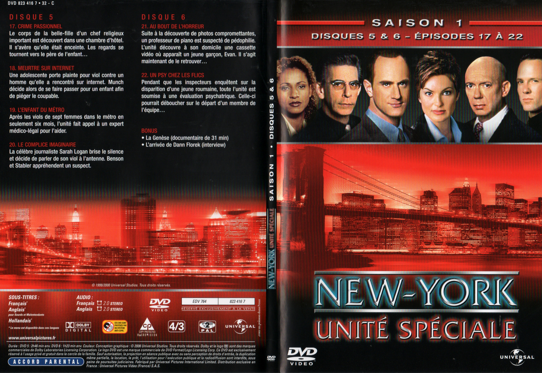 Jaquette DVD New York unit spciale saison 1 DVD 3