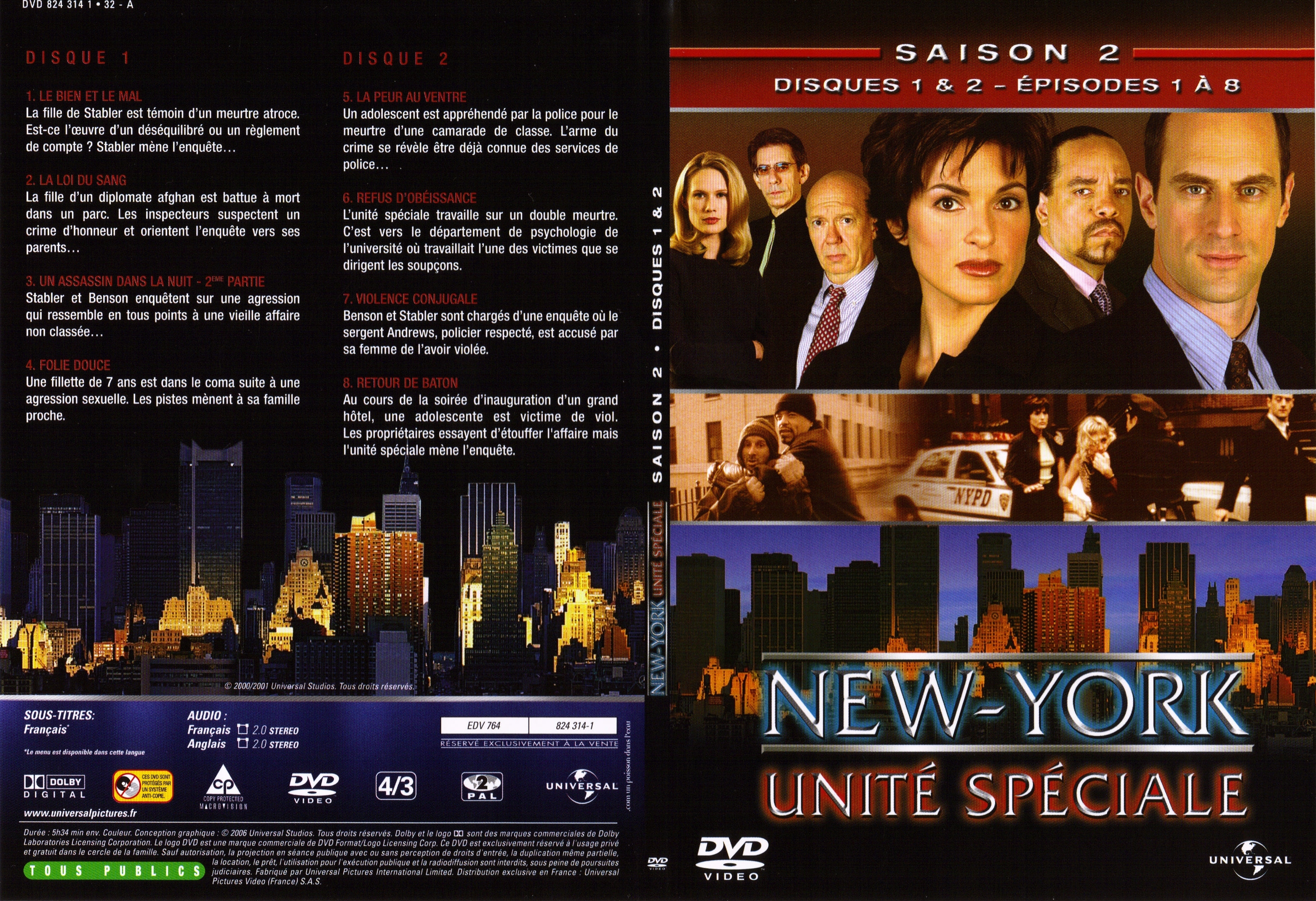 Jaquette DVD New York unit spciale saison 2 DVD 1