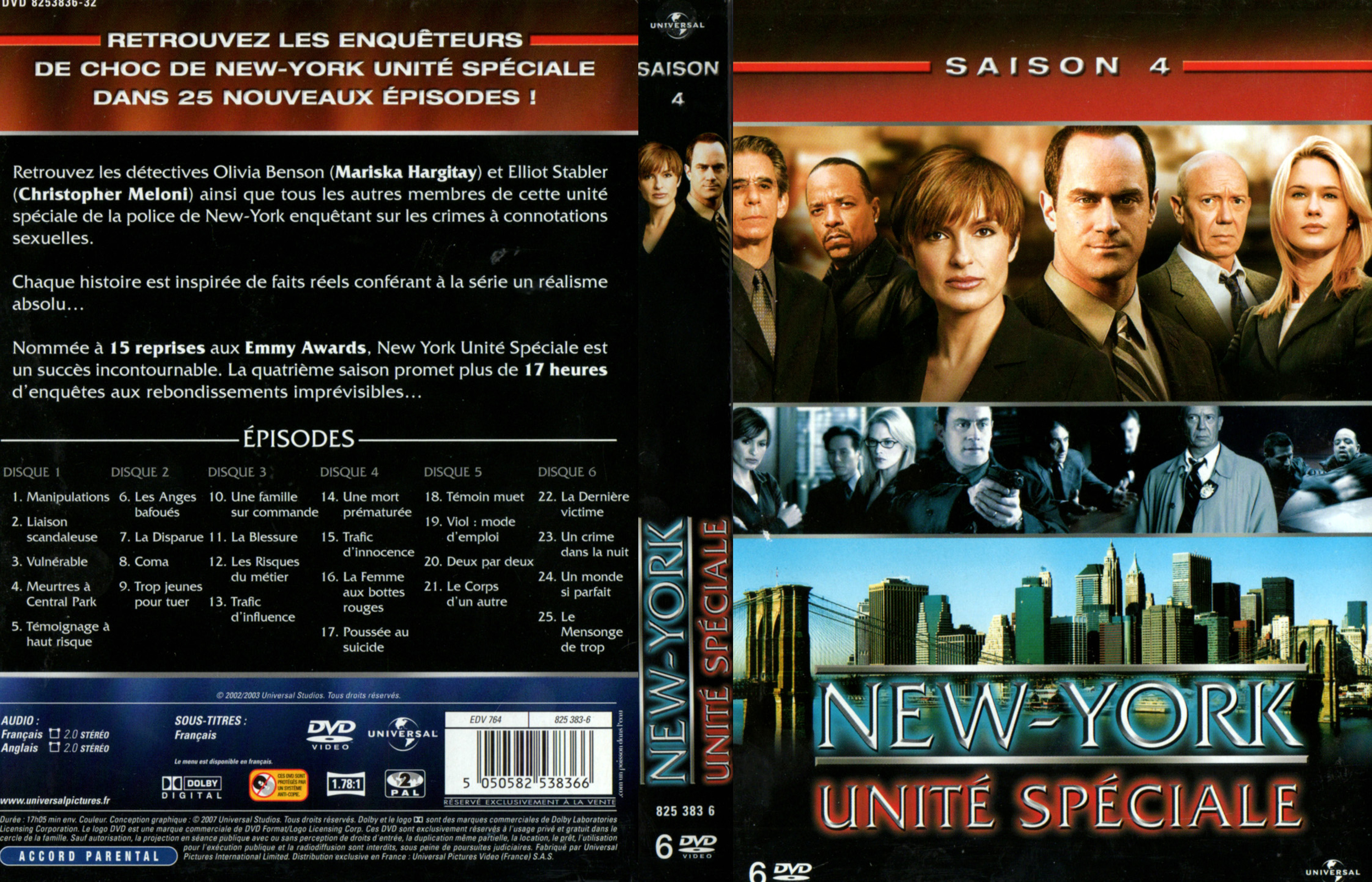 Jaquette DVD New York unit spciale saison 4 COFFRET