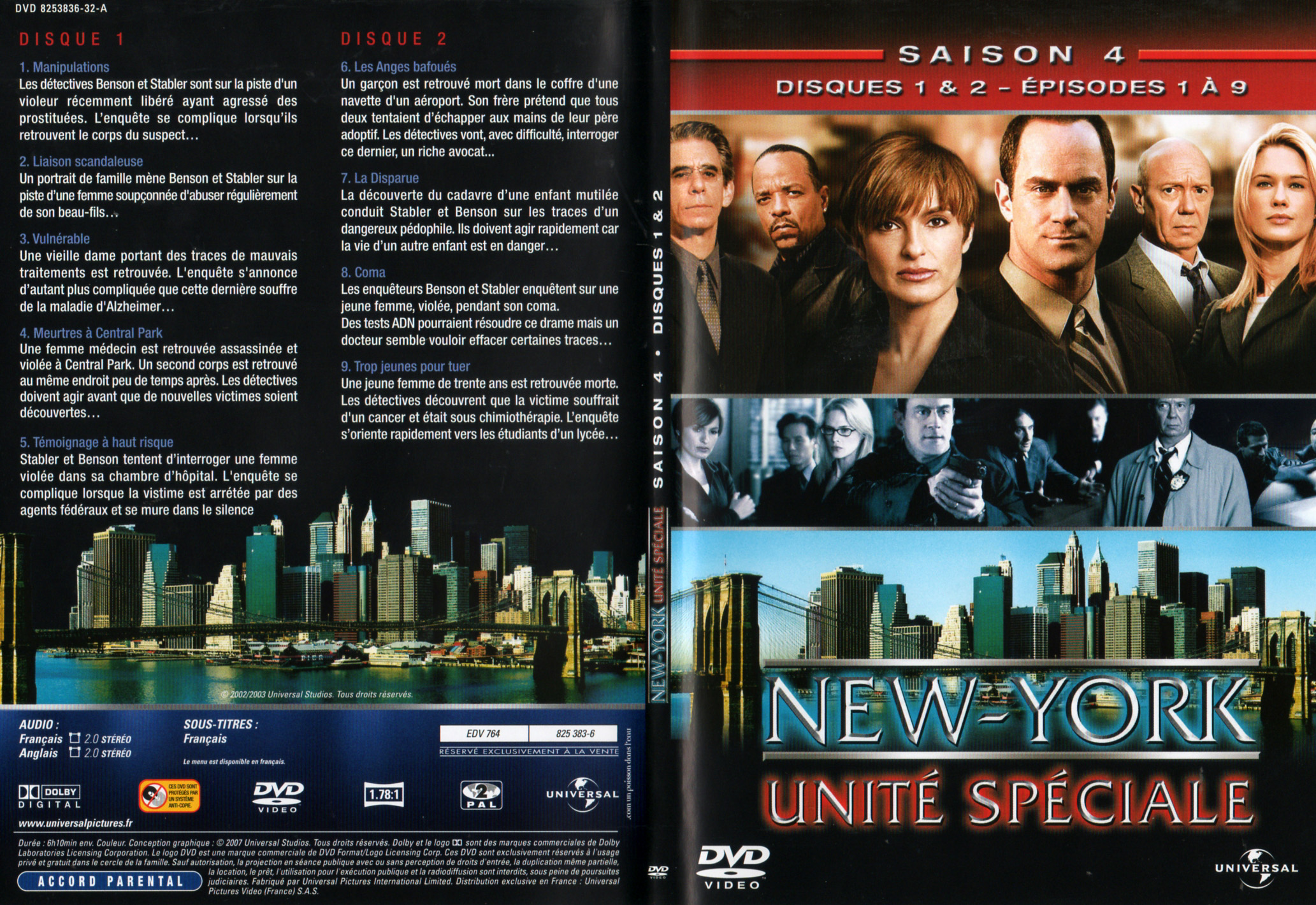 Jaquette DVD New York unit spciale saison 4 DVD 1