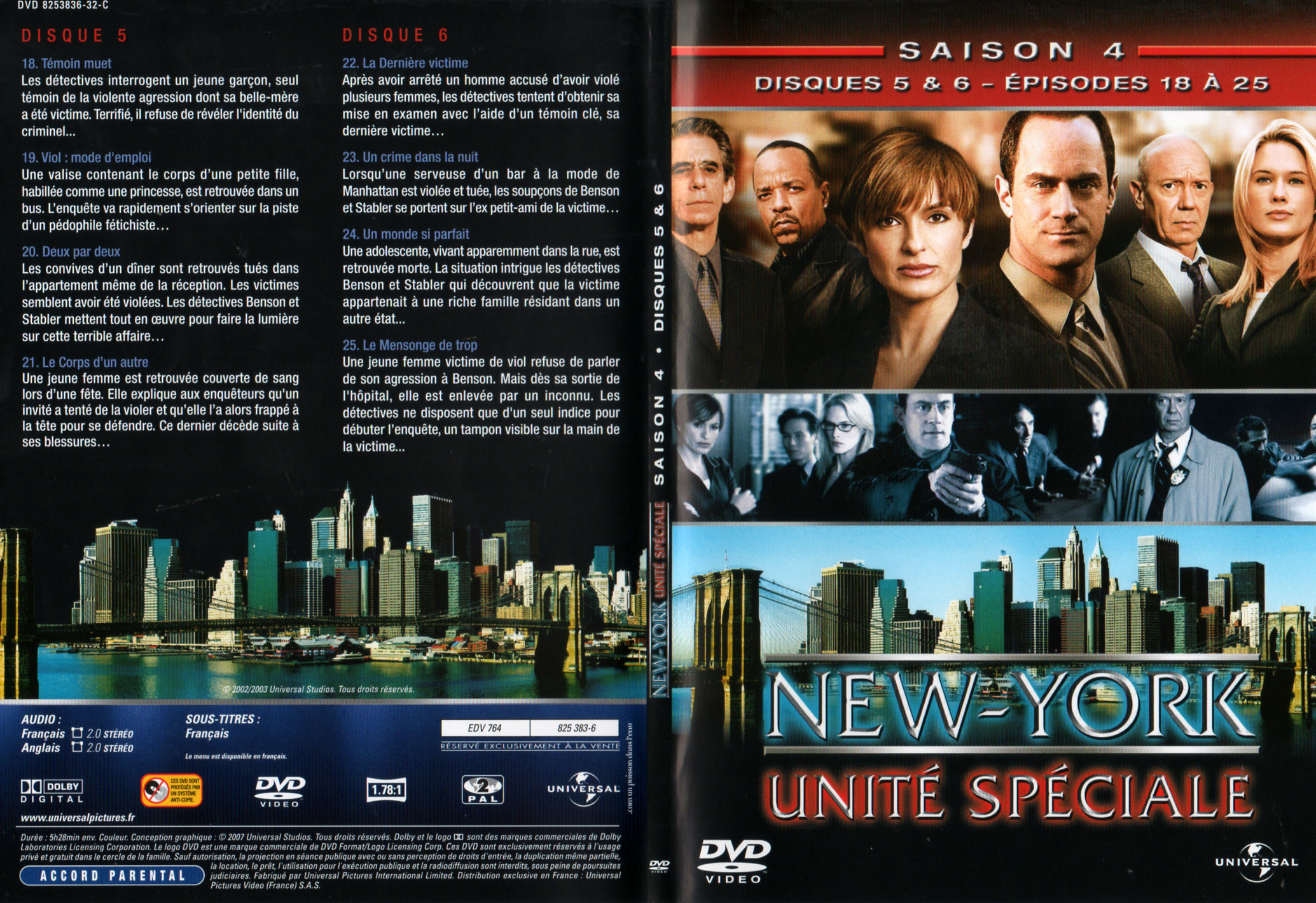Jaquette DVD New York unit spciale saison 4 DVD 3
