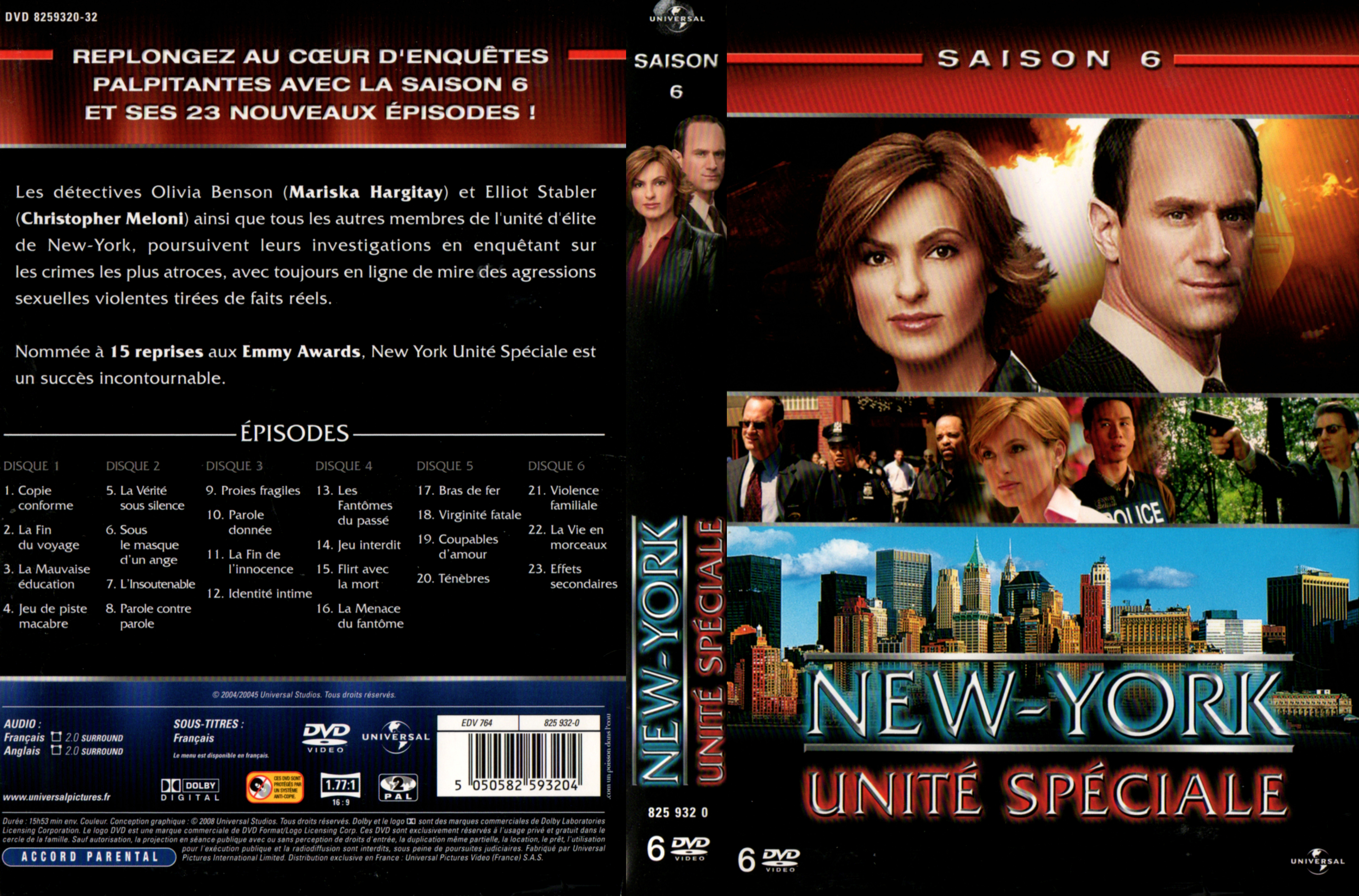 Jaquette DVD New York unit spciale saison 6 COFFRET