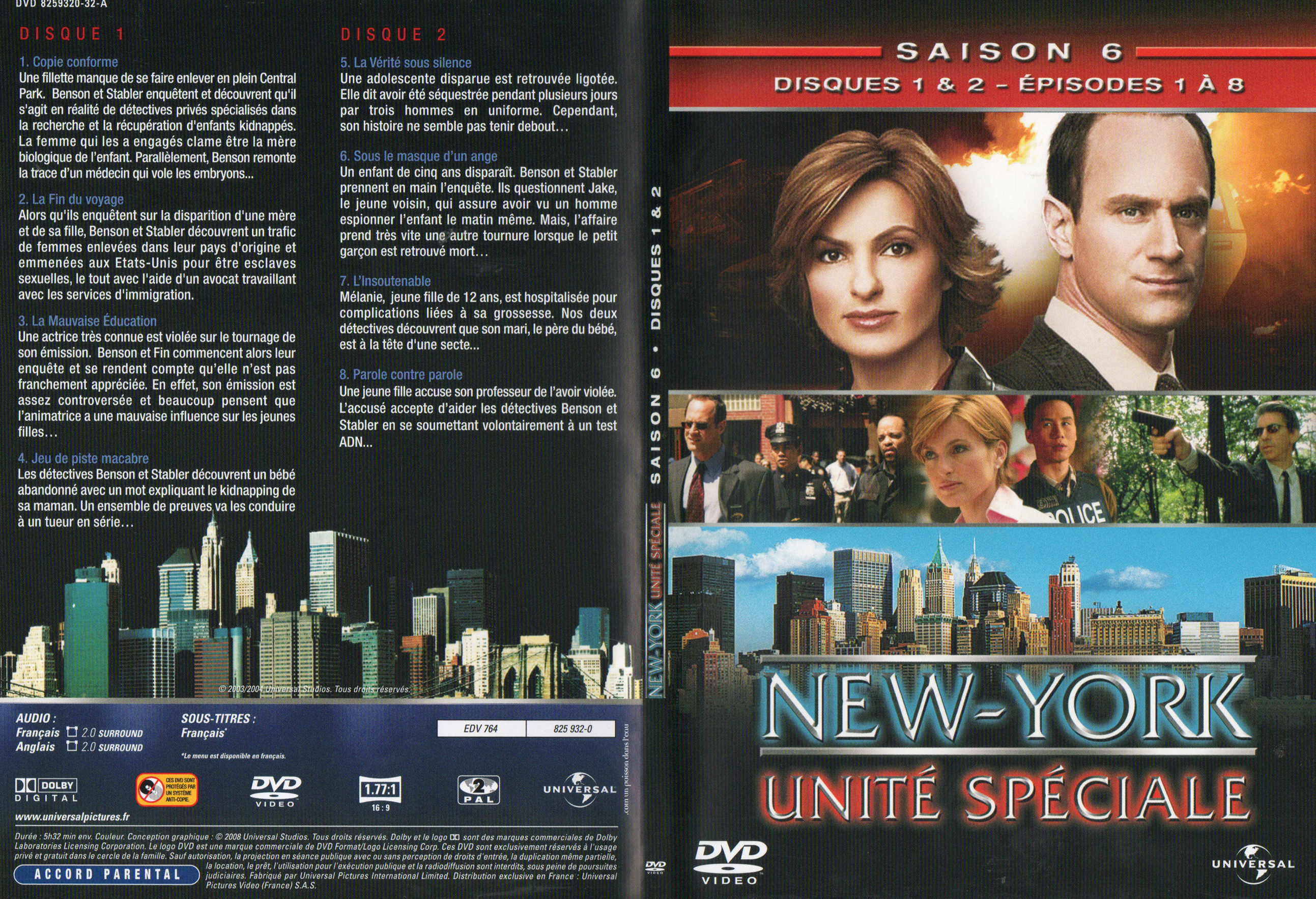 Jaquette DVD New York unit spciale saison 6 DVD 1