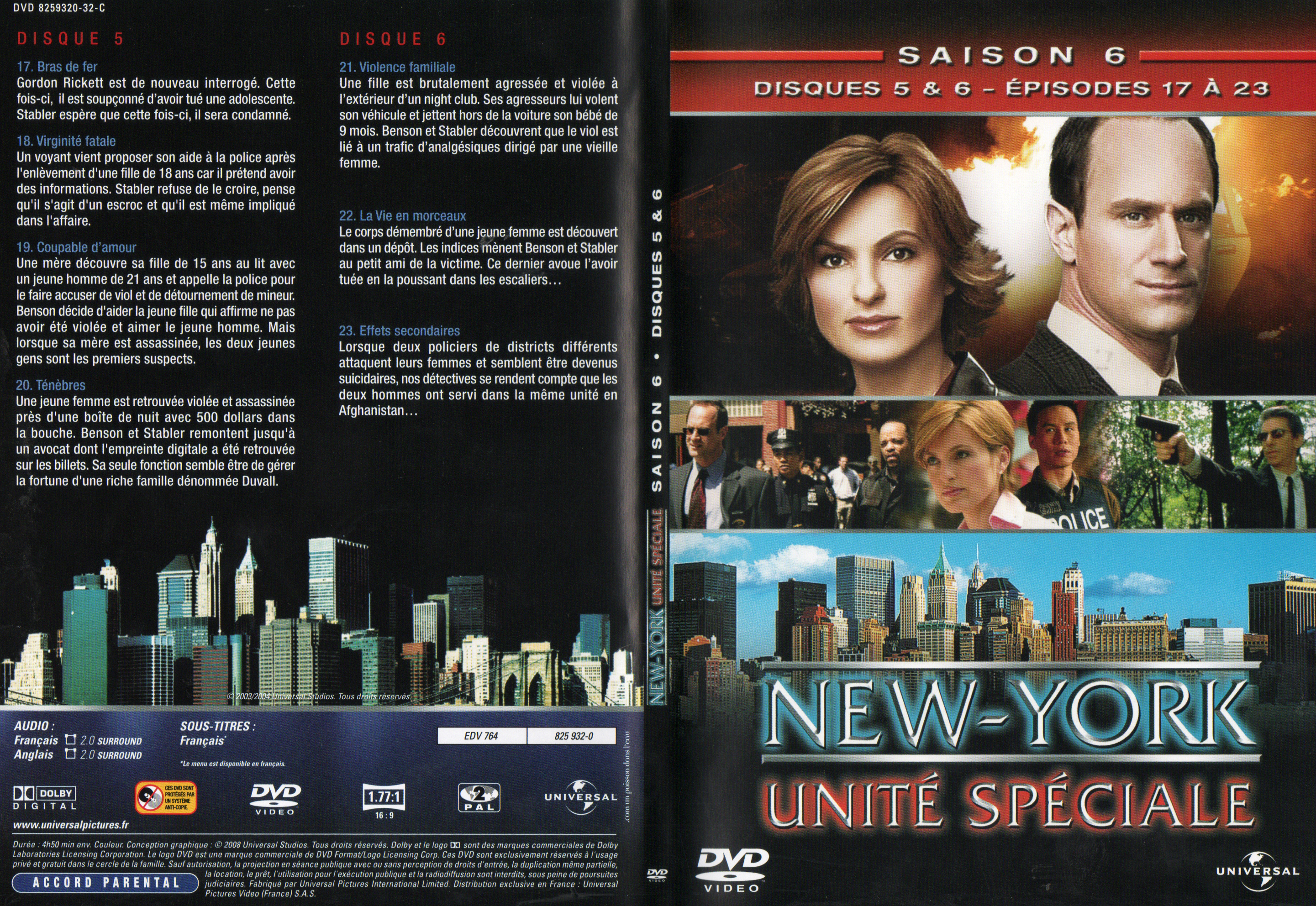 Jaquette DVD New York unit spciale saison 6 DVD 3