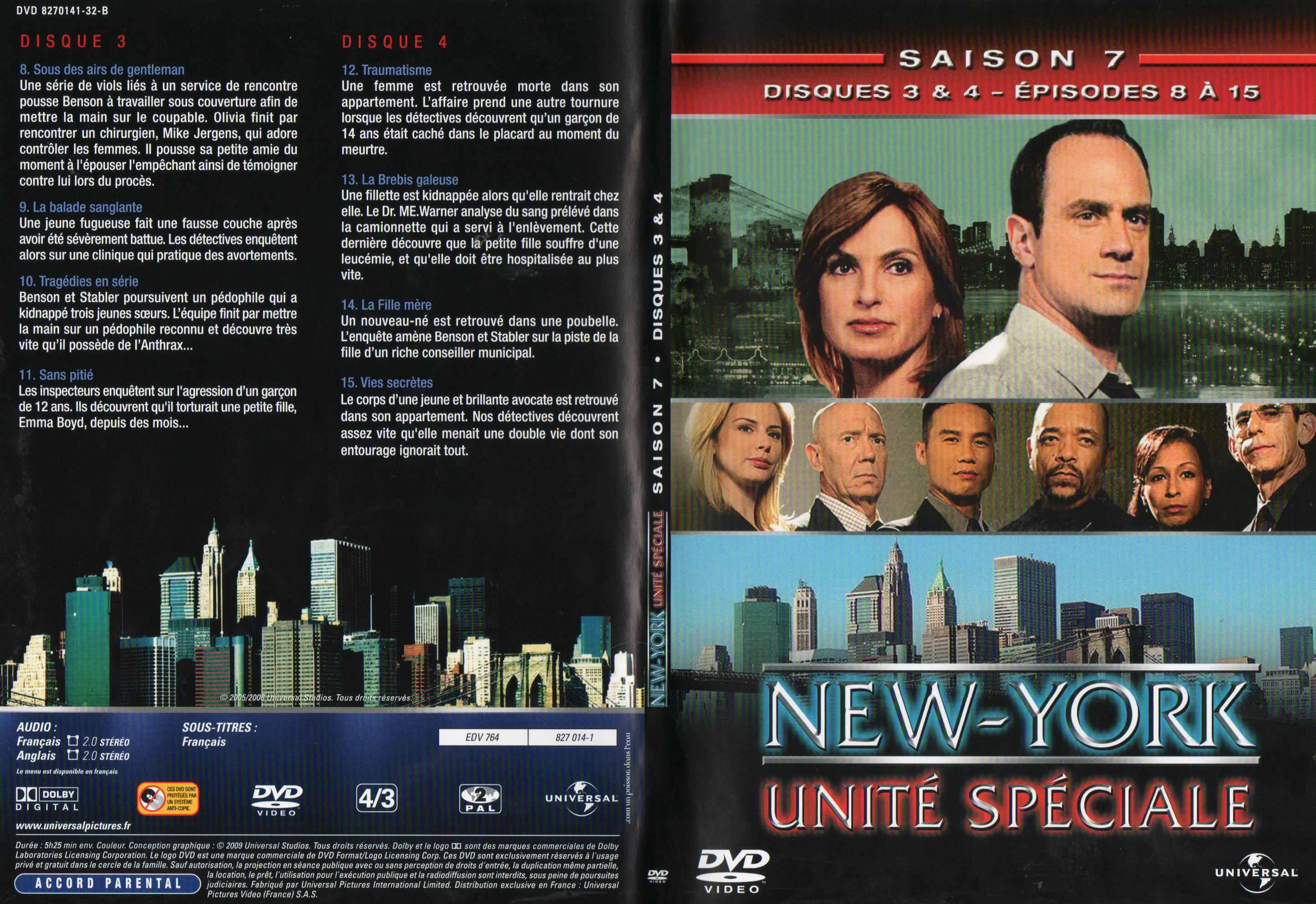 Jaquette DVD New York unit spciale saison 7 DVD 2