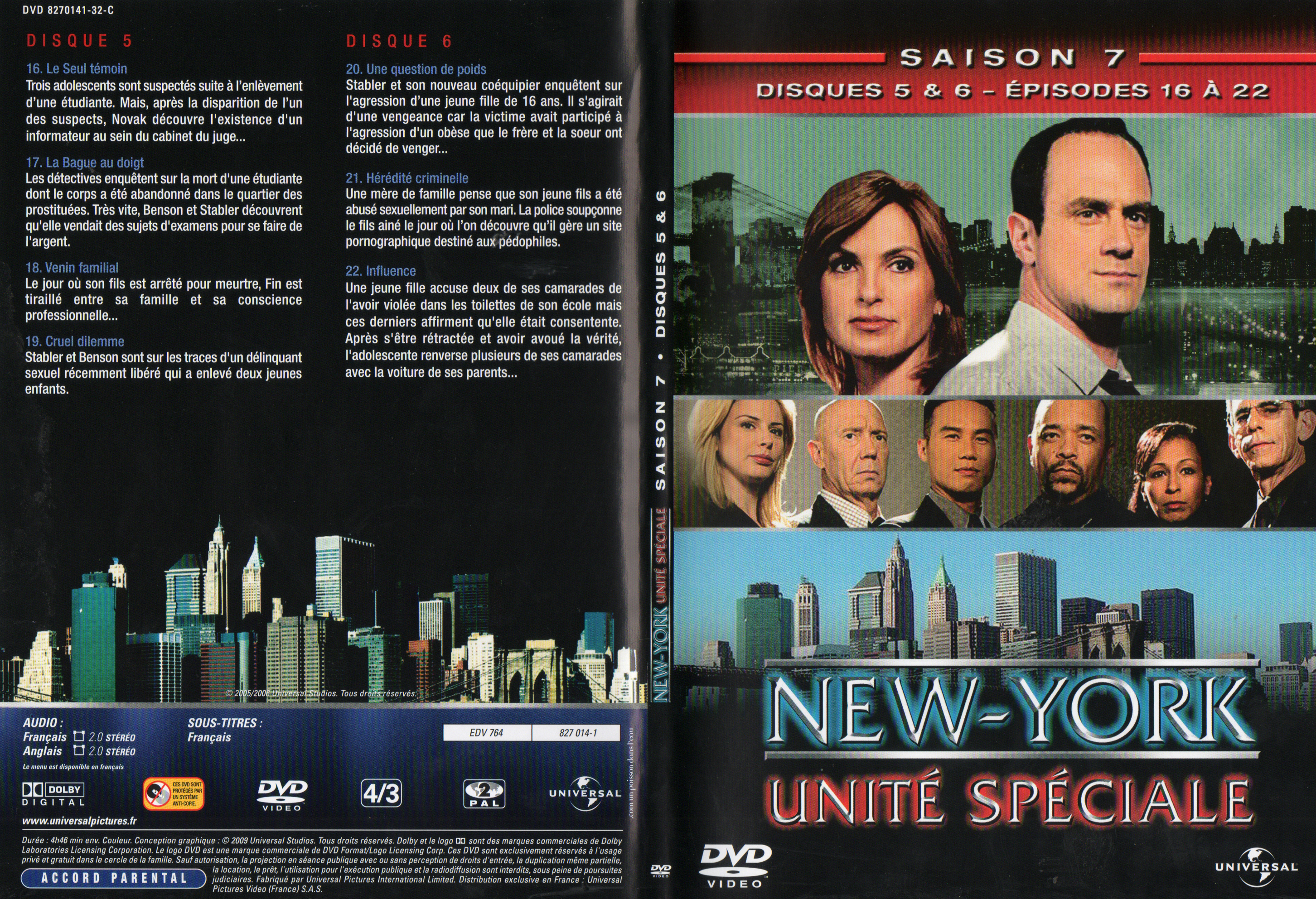 Jaquette DVD New York unit spciale saison 7 DVD 3