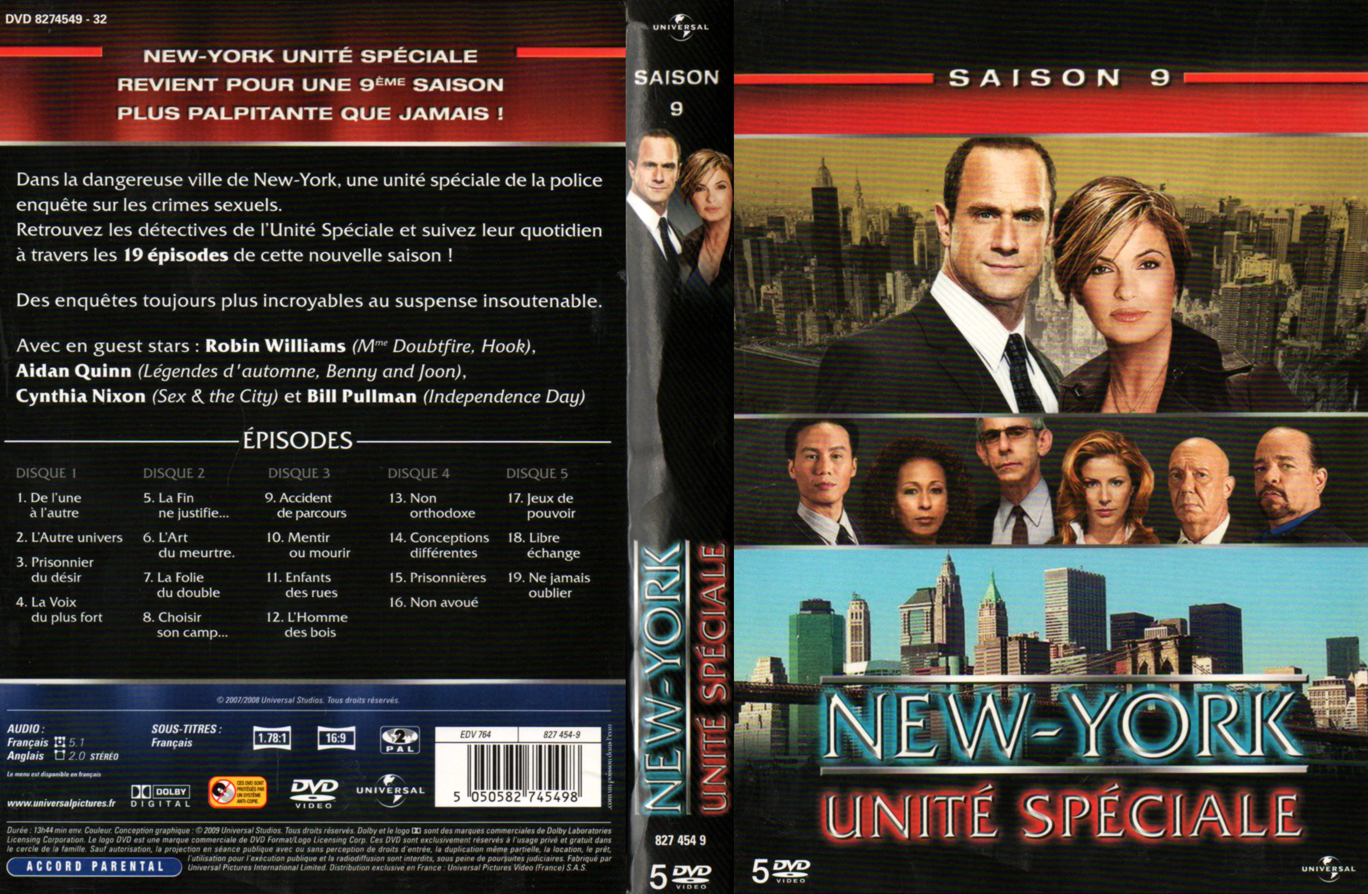 Jaquette DVD New York unit spciale saison 9 COFFRET